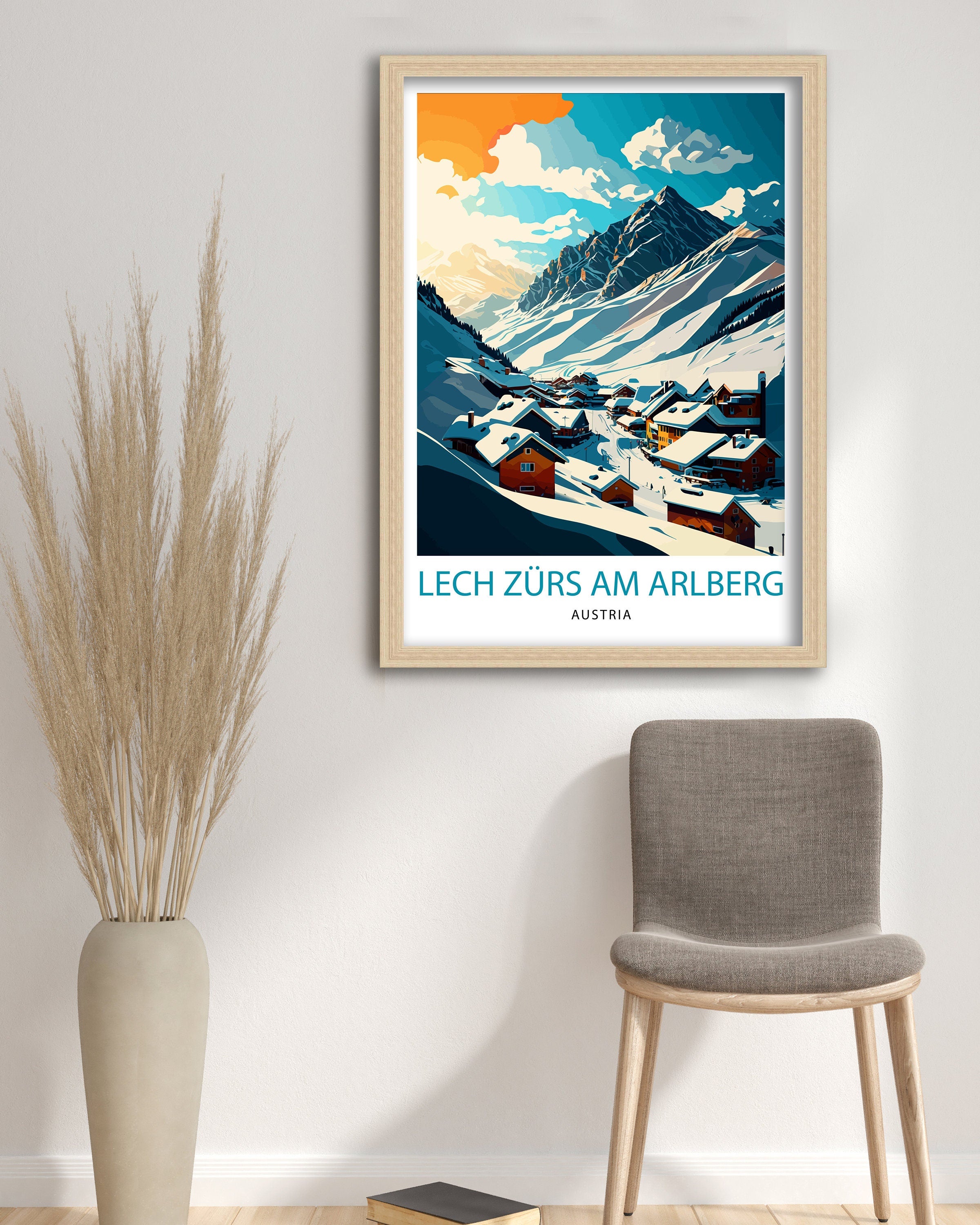 Lech Zurs Austria Travel Print, Skiing Poster
