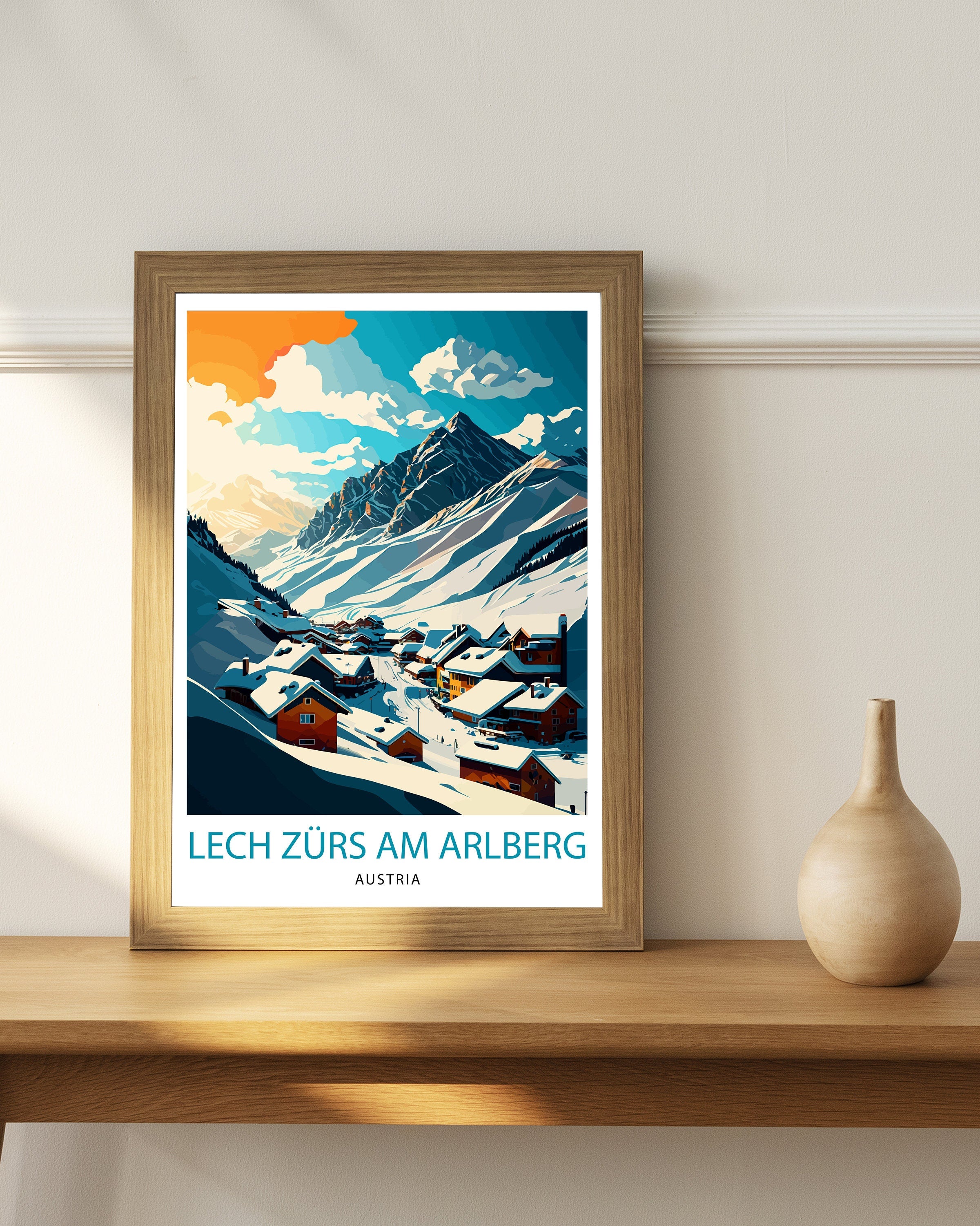 Lech Zurs Austria Travel Print, Skiing Poster