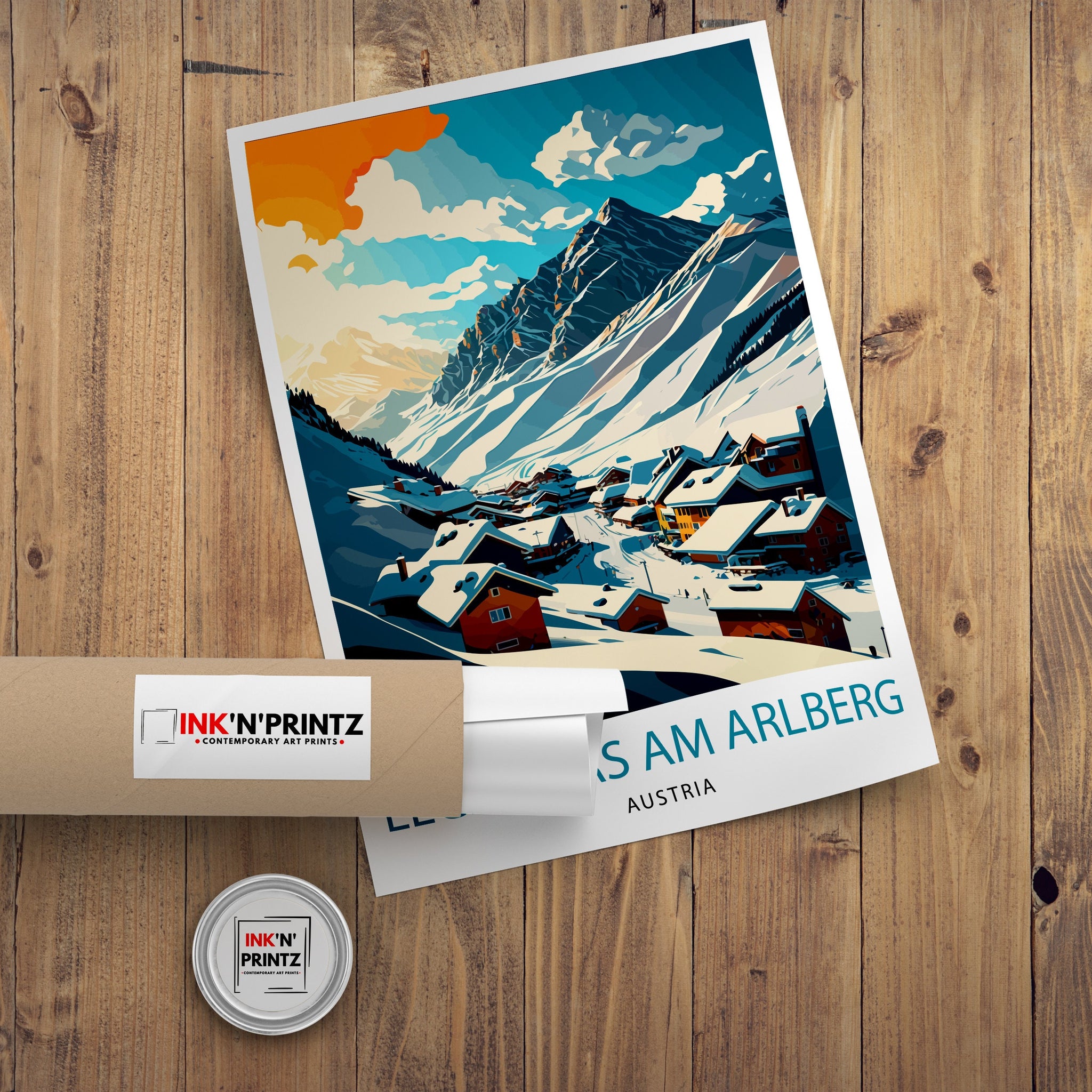 Lech Zurs Austria Travel Print, Skiing Poster
