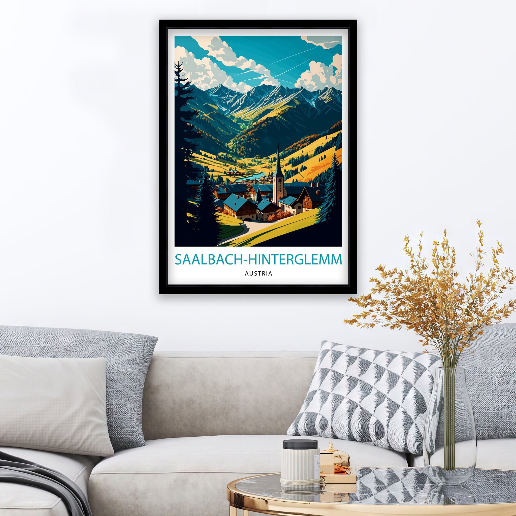Saalbach Hinterglemm Austria Travel Print Austria Wall Decor Austria Home Living Decor Austria Illustration Travel Poster Gift For Austria