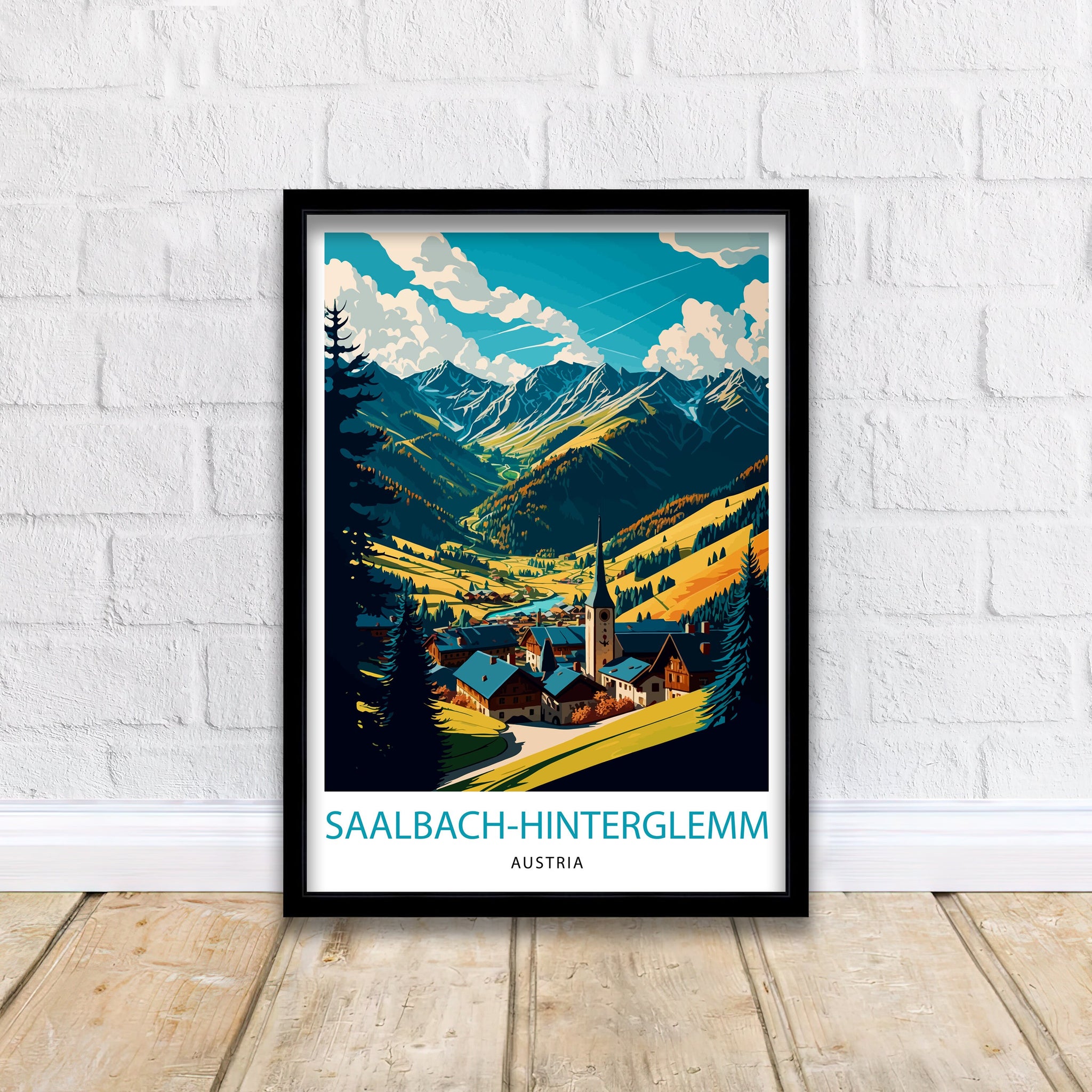 Saalbach Hinterglemm Austria Travel Print Austria Wall Decor Austria Home Living Decor Austria Illustration Travel Poster Gift For Austria