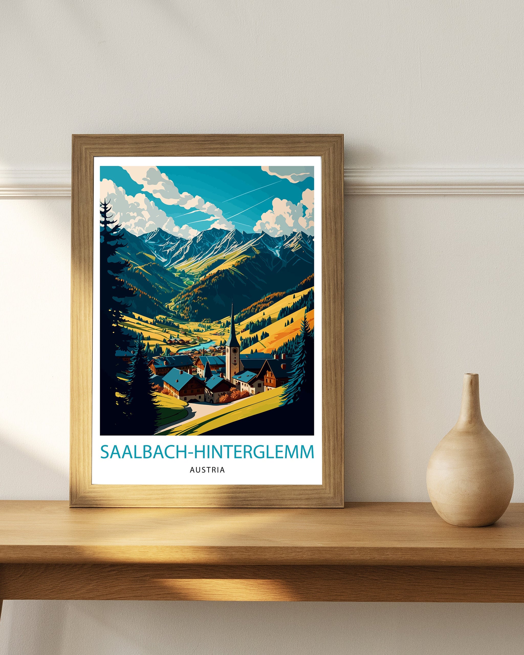 Saalbach Hinterglemm Austria Travel Print Austria Wall Decor Austria Home Living Decor Austria Illustration Travel Poster Gift For Austria