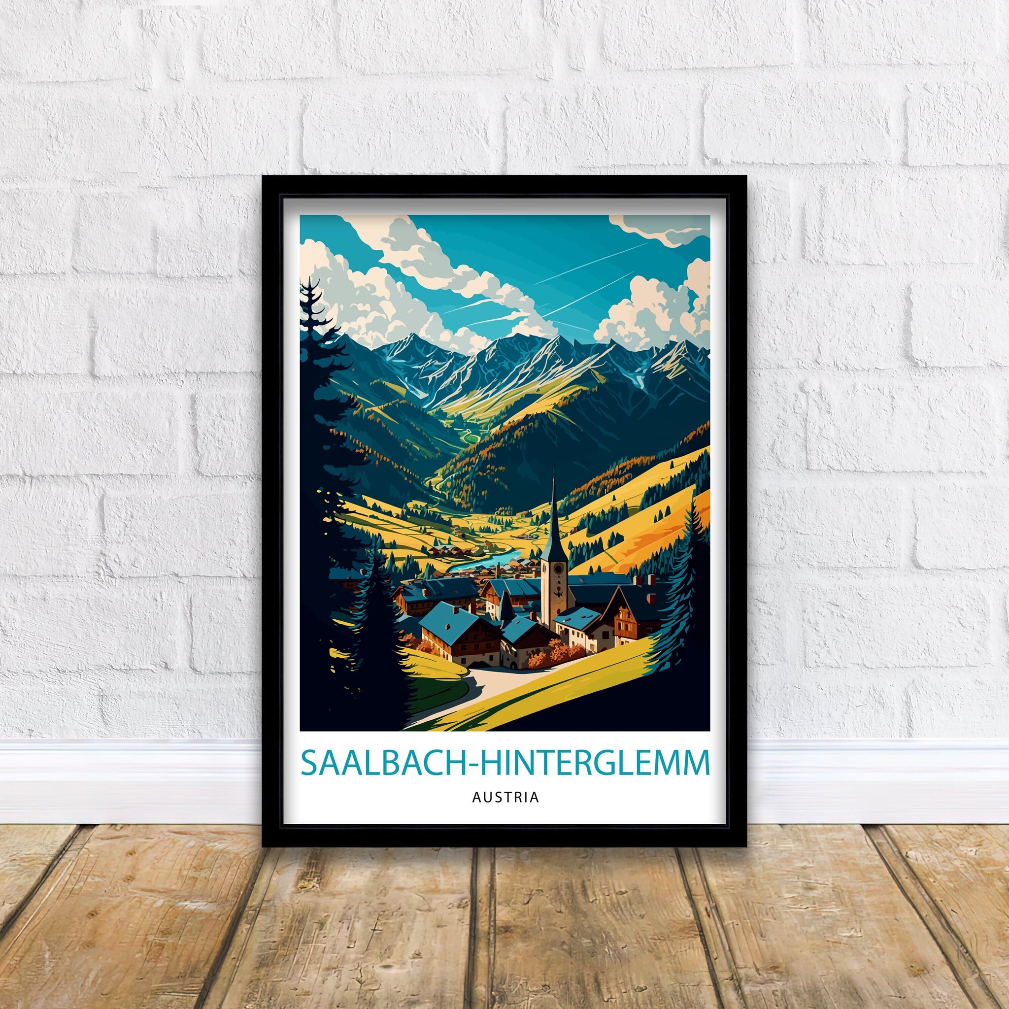 Saalbach Hinterglemm Austria Travel Print Austria Wall Decor Austria Home Living Decor Austria Illustration Travel Poster Gift For Austria