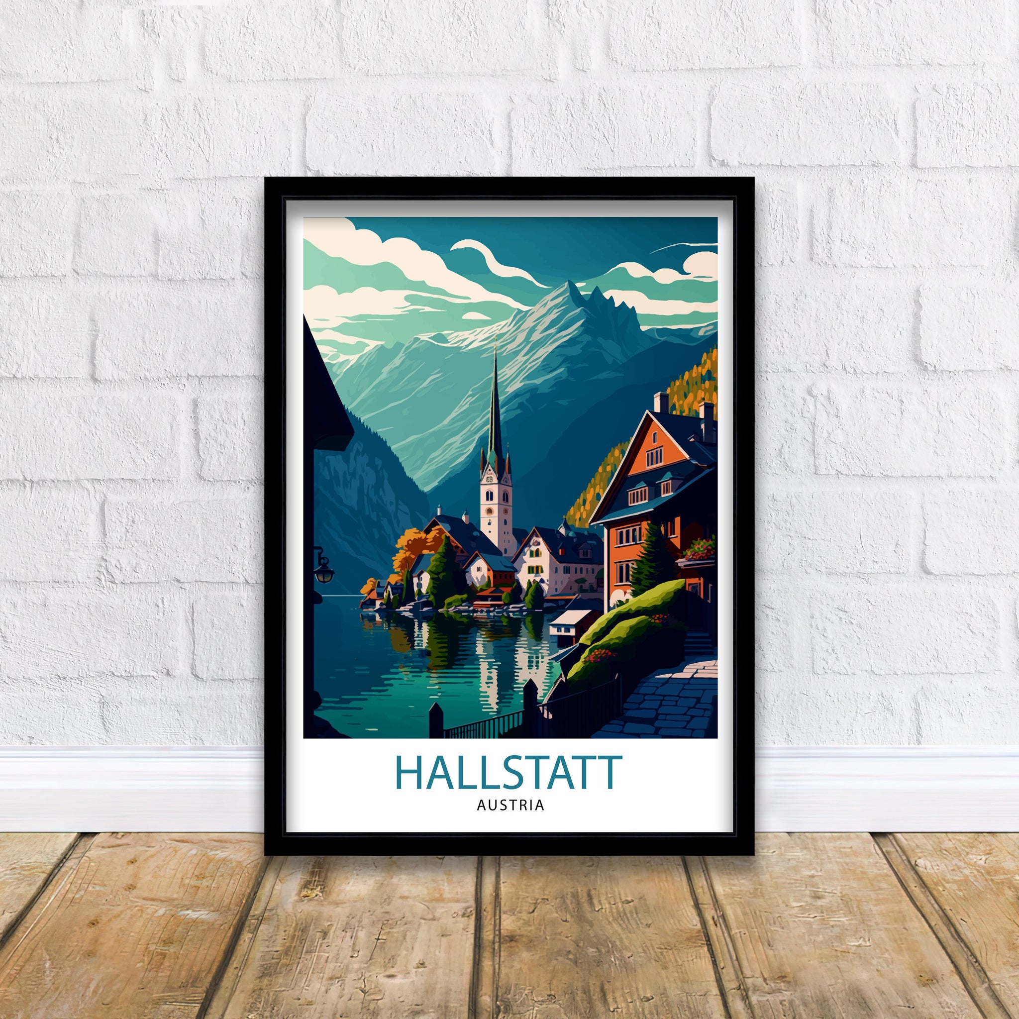 Hallstatt Austria Travel Print Hallstatt Wall Decor Hallstatt Home Living Decor Hallstatt Illustration Travel Poster Austria Home Decor