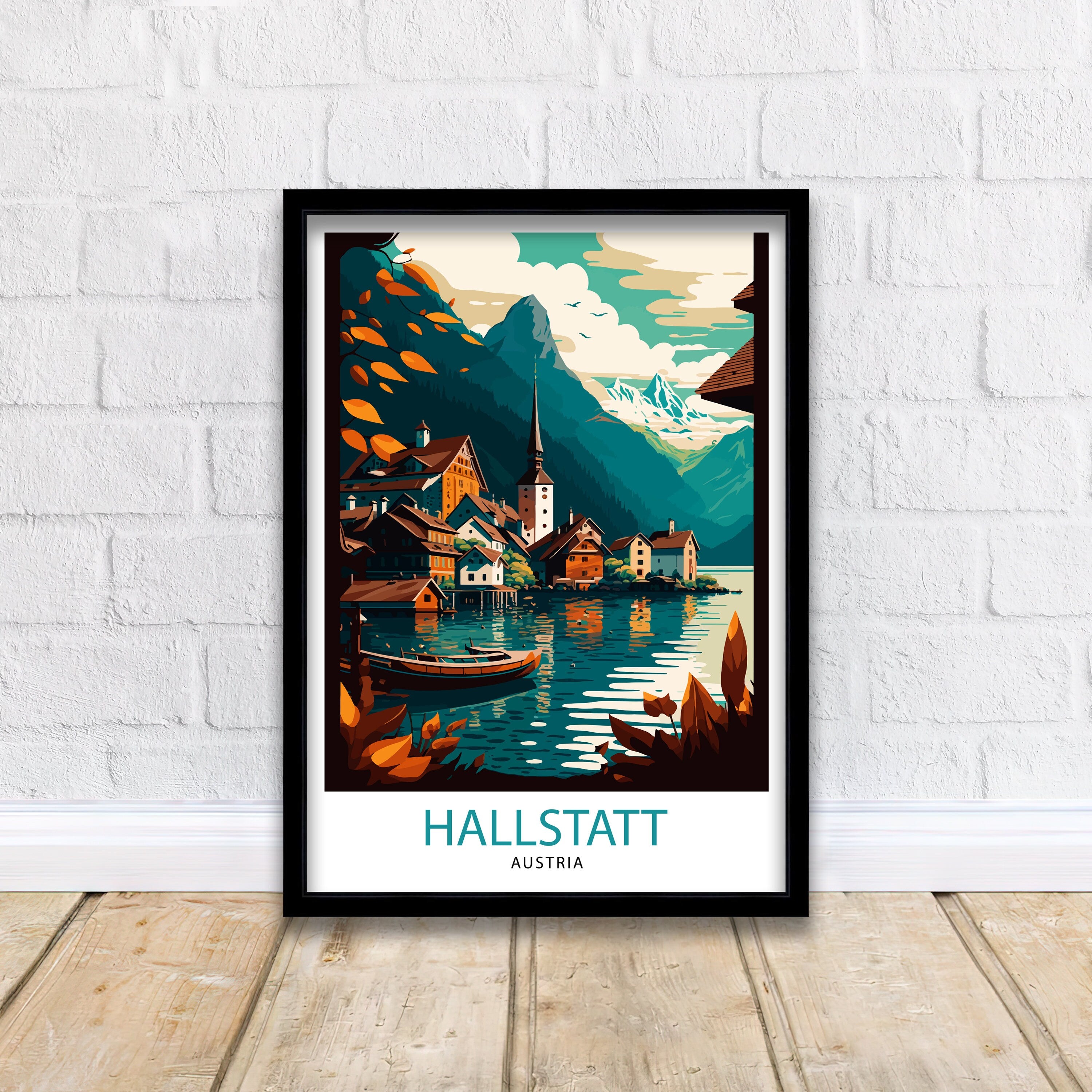 Hallstatt Austria Travel Print Hallstatt Wall Decor Hallstatt Home Living Decor Hallstatt Illustration Travel Poster Gift For Austria Home