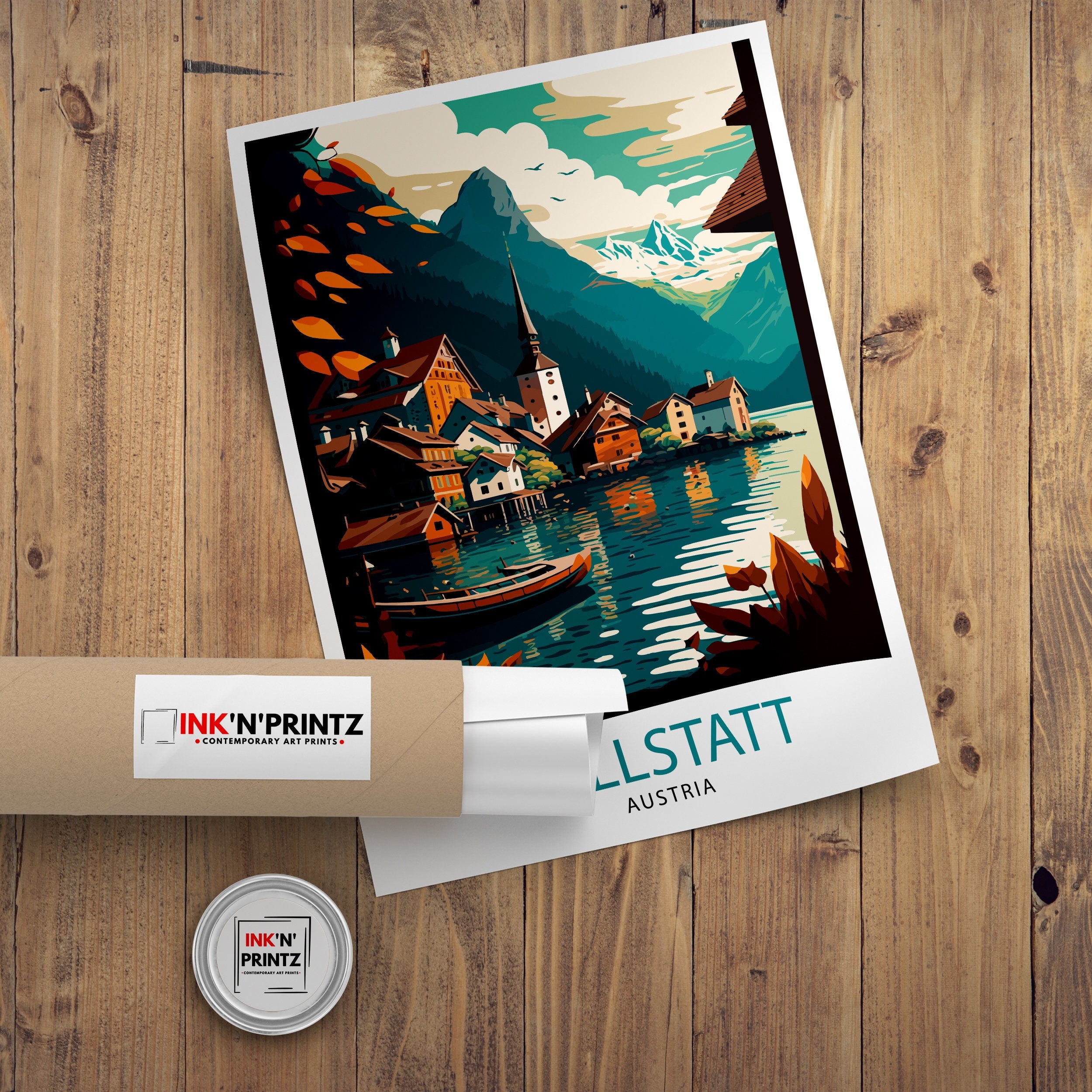 Hallstatt Austria Travel Print Hallstatt Wall Decor Hallstatt Home Living Decor Hallstatt Illustration Travel Poster Gift For Austria Home