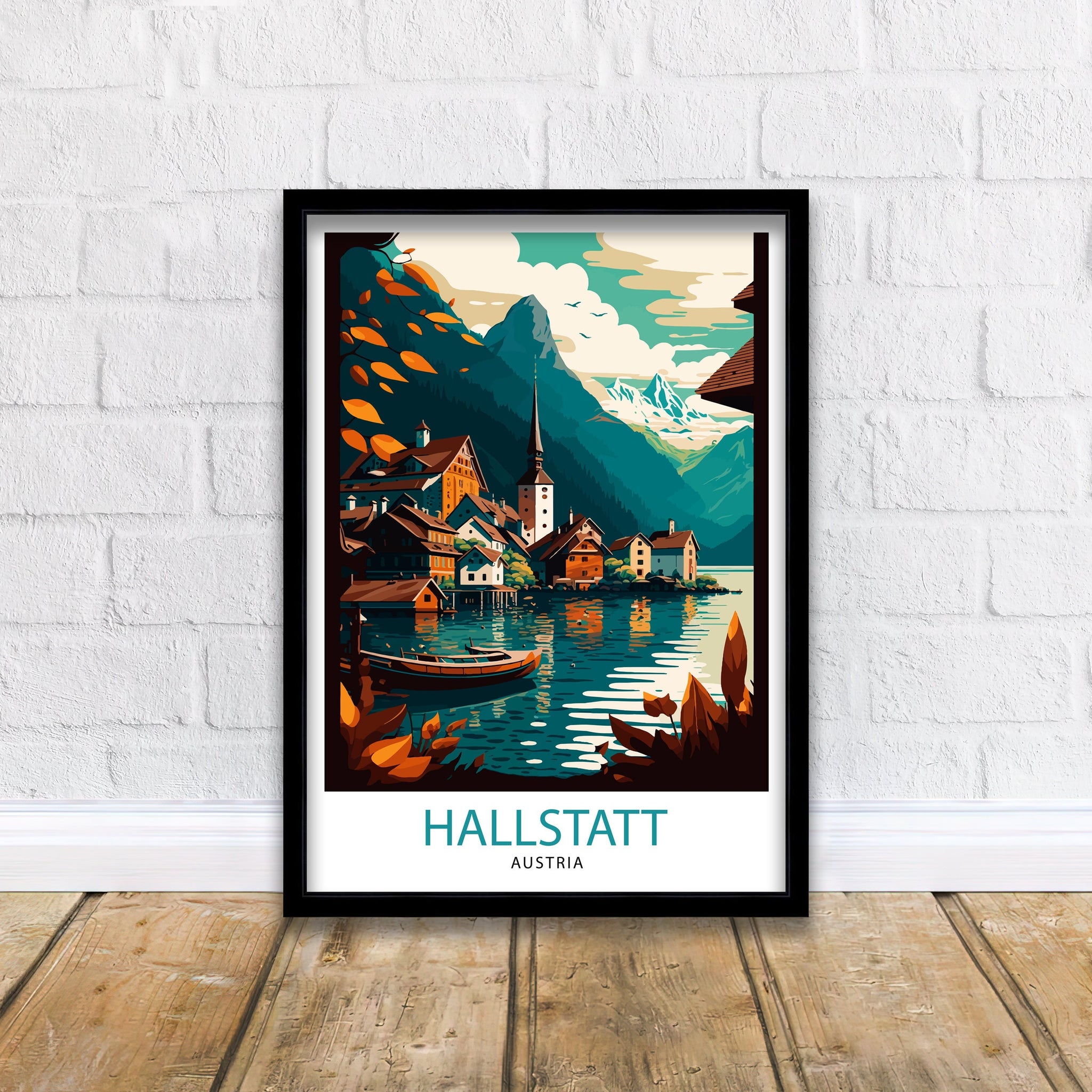 Hallstatt Austria Travel Print Hallstatt Wall Decor Hallstatt Home Living Decor Hallstatt Illustration Travel Poster Gift For Austria Home