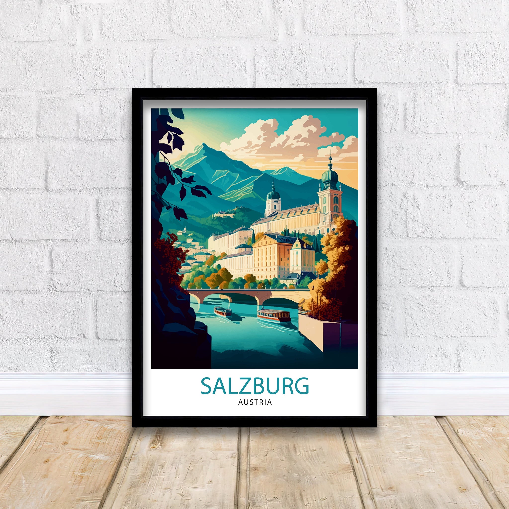 Salzburg Austria Travel Poster, City Illustration Art Print