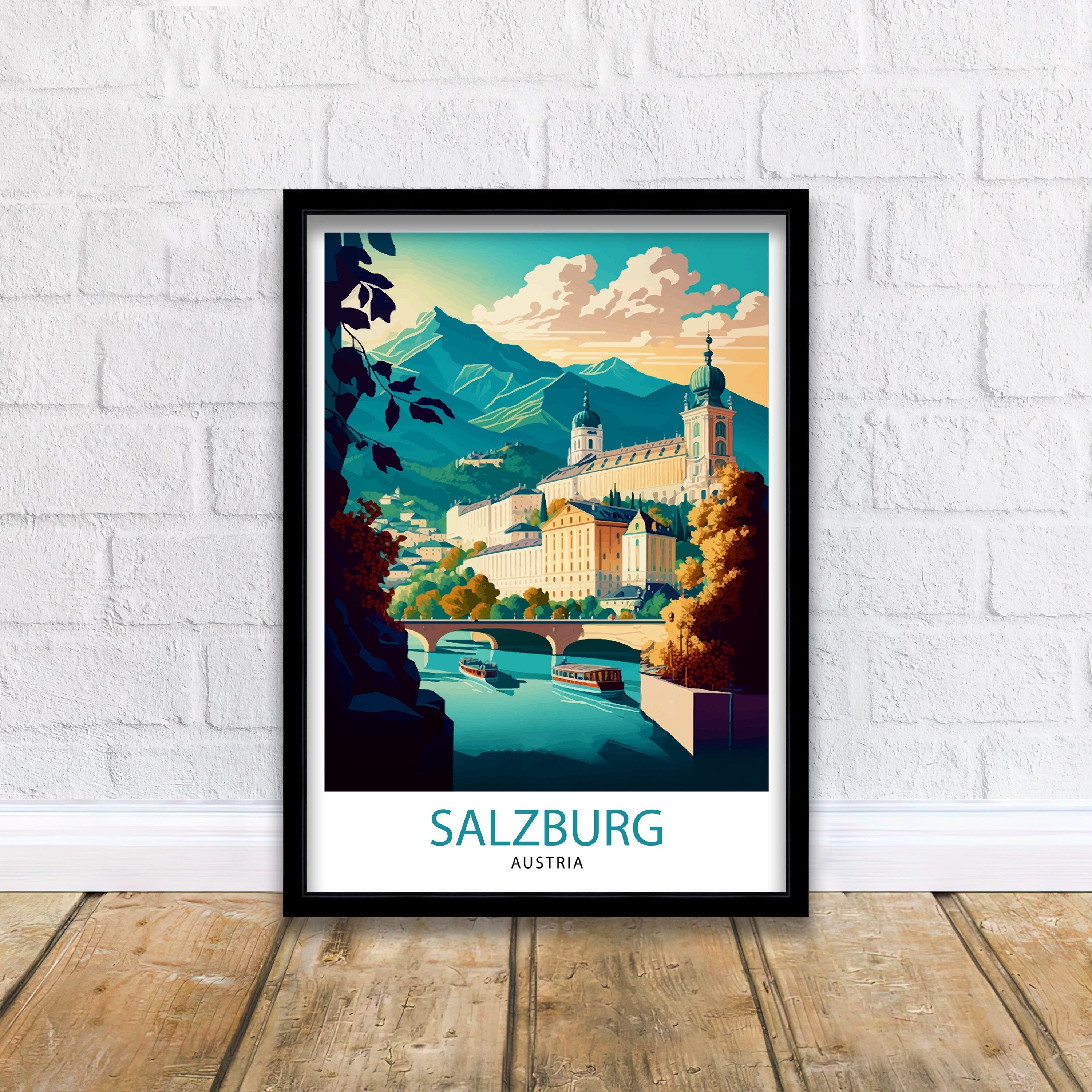 Salzburg Austria Travel Poster, City Illustration Art Print