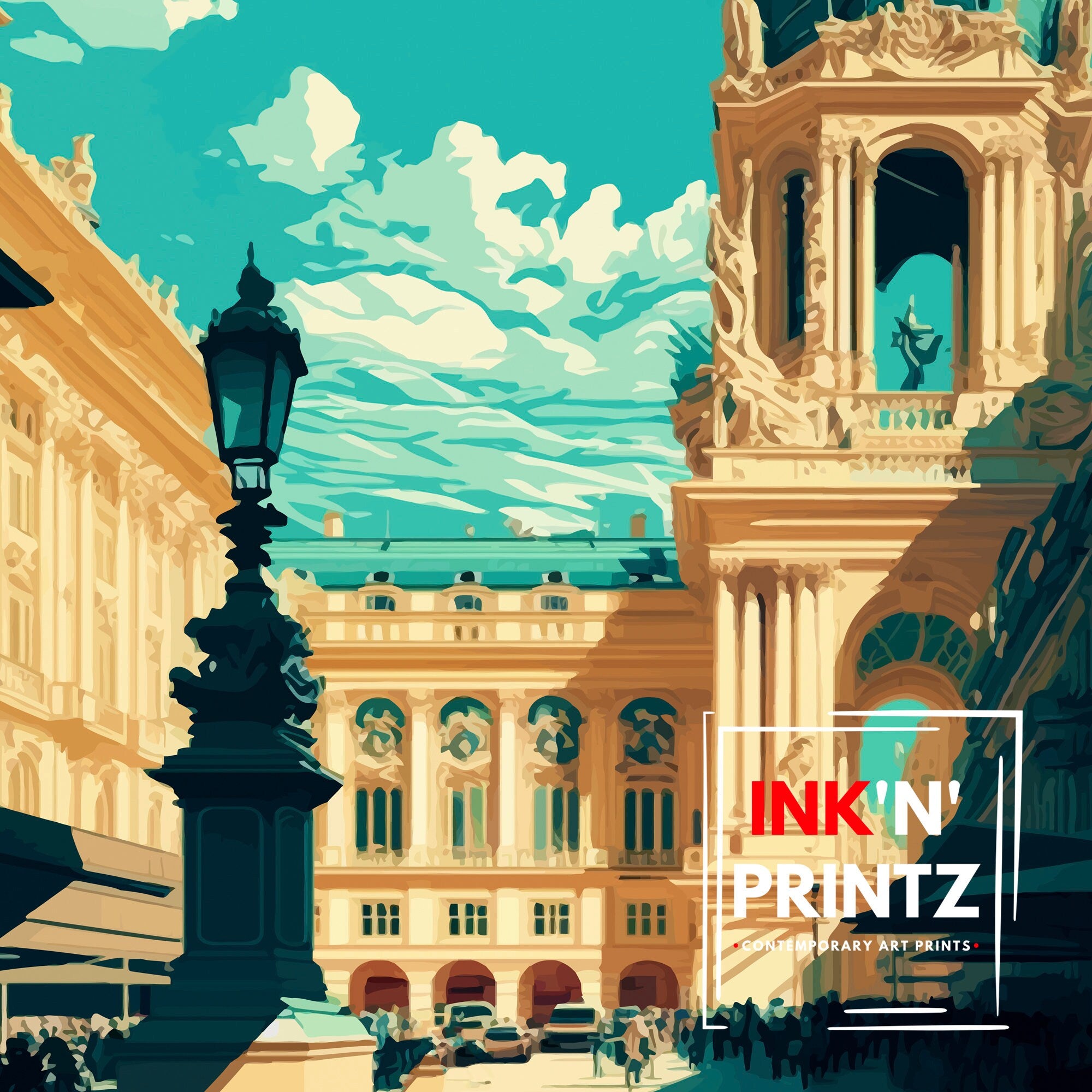 Vienna Austria Travel Poster Print, City Architecture Wall Art