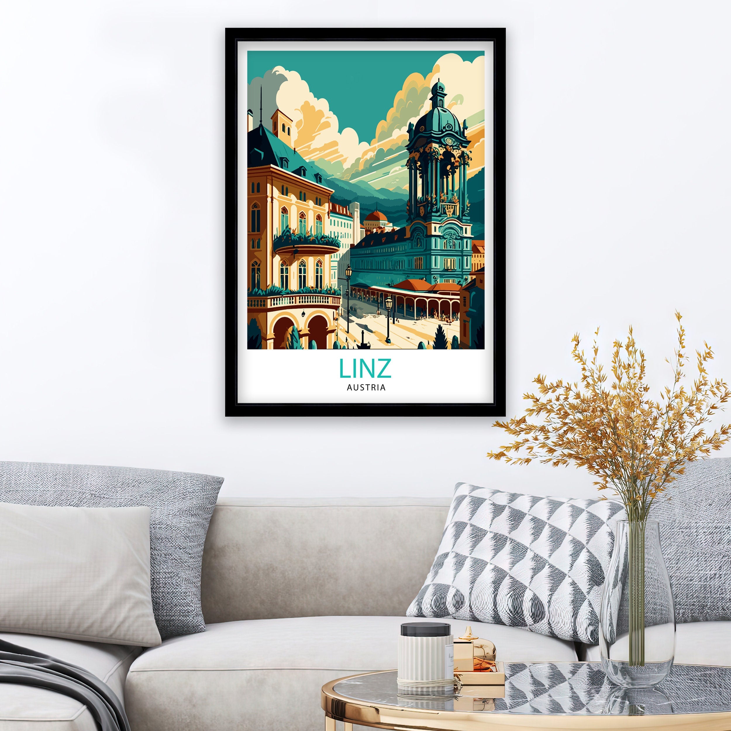 Linz Austria Travel Print Linz Wall Art Linz Home Decor Linz Austria Illustration Linz Travel Poster Gift for Linz Austria Austria Wall Art