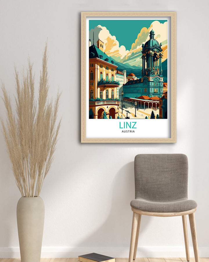 Linz Austria Travel Poster Linz Wall Art Linz Home Decor Linz Austria Illustration Linz Travel Poster Gift for Linz Austria Austria Wall Art