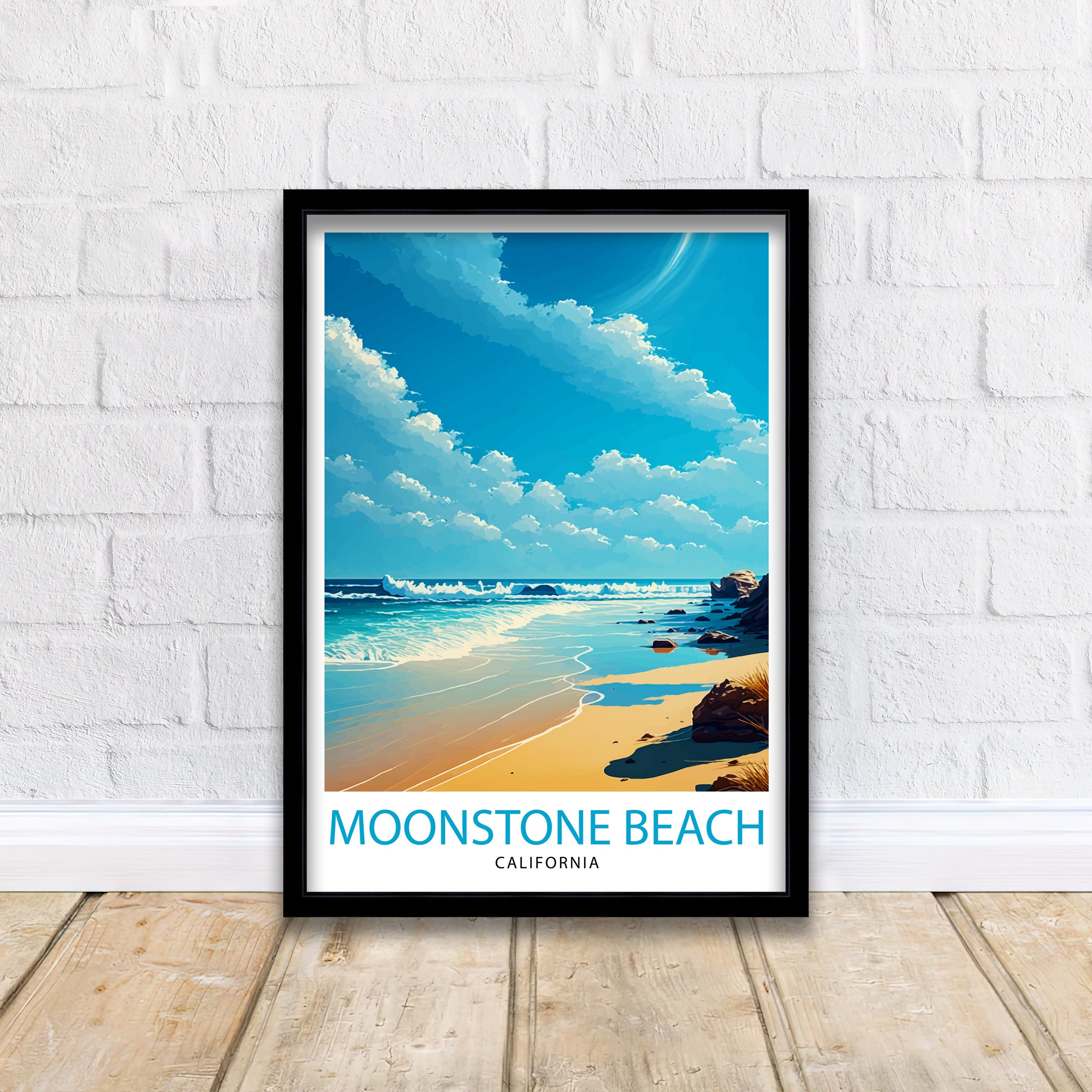 Moonstone Beach California Art Print | Coastal Travel Poster