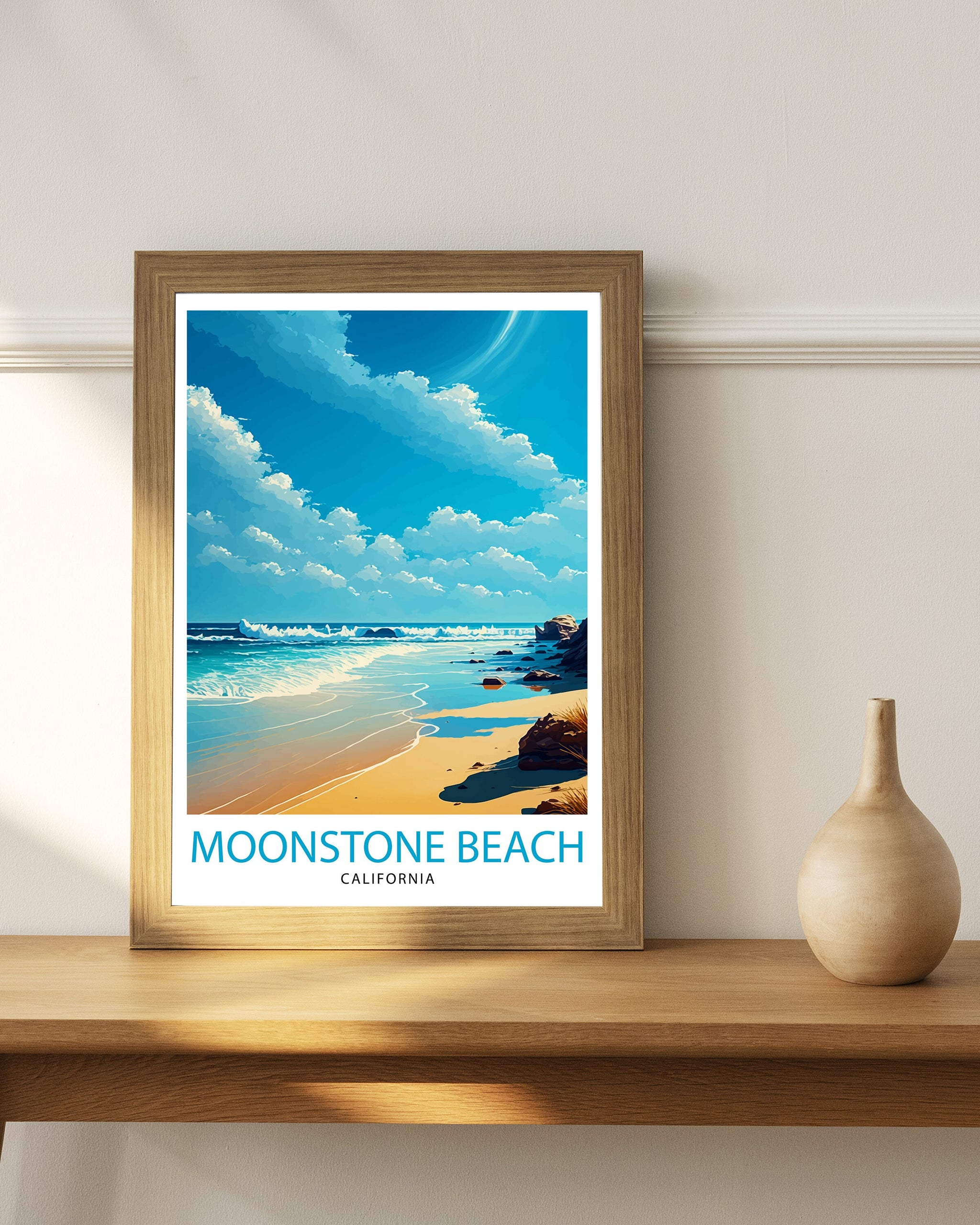 Moonstone Beach California Art Print | Coastal Travel Poster
