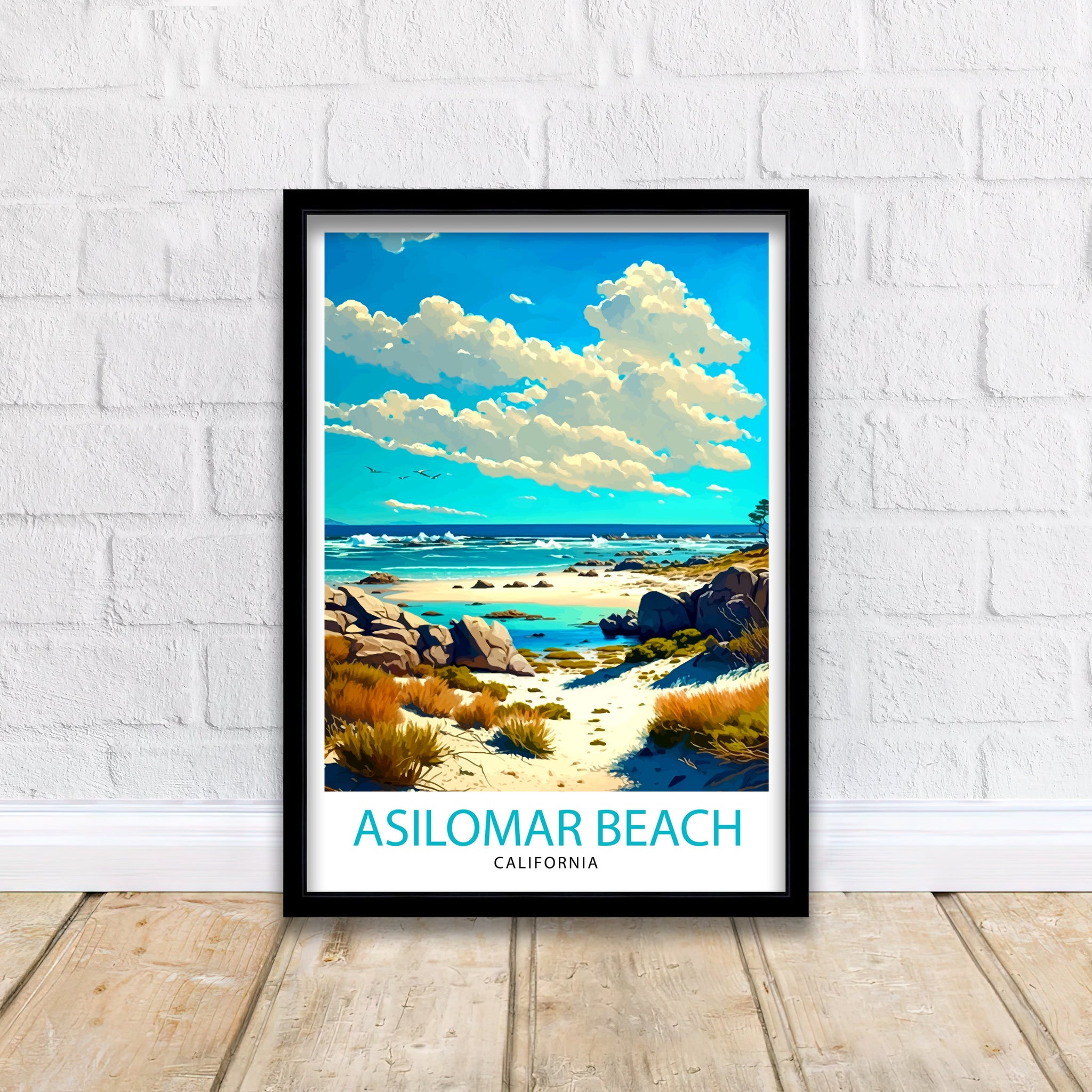 Asilomar Beach California Art Print | Coastal Travel Poster