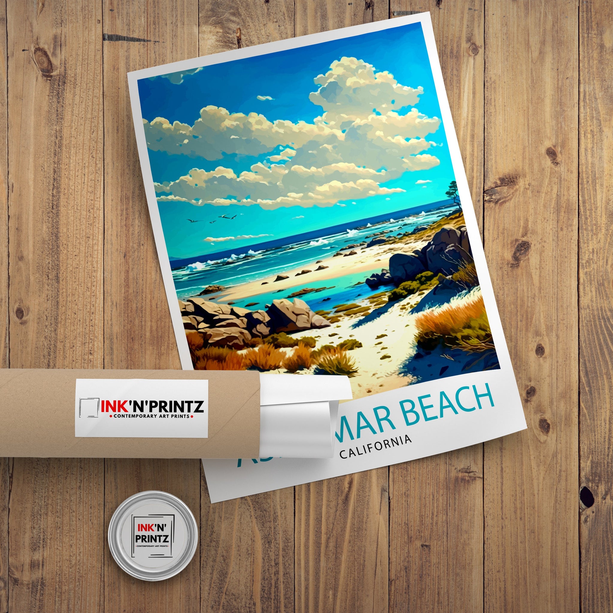 Asilomar Beach California Art Print | Coastal Travel Poster