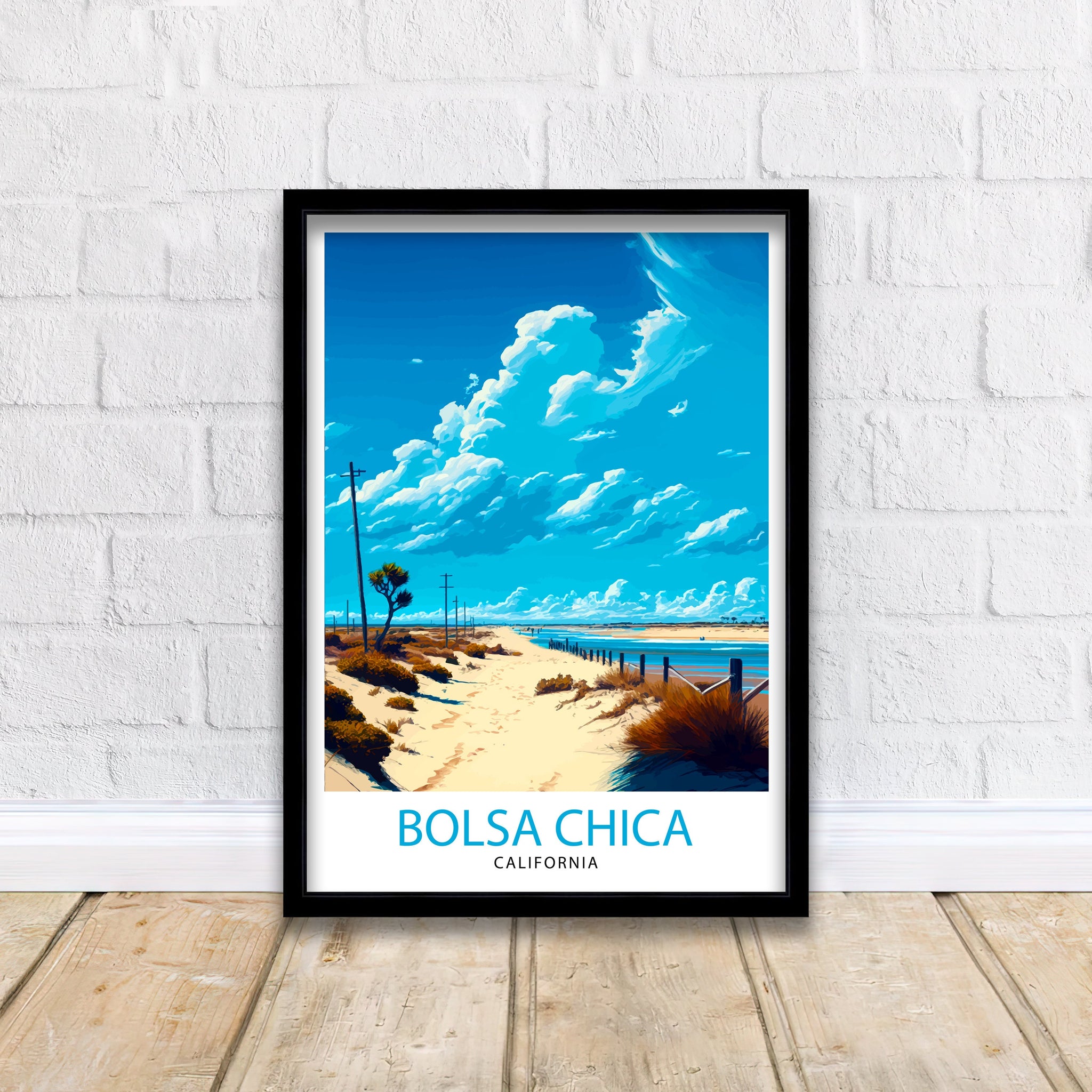 Bolsa Chica Beach California Travel Print| Beach Wall Art Coastal Home Decor California Beach Print Surfing Poster, Beach Photography