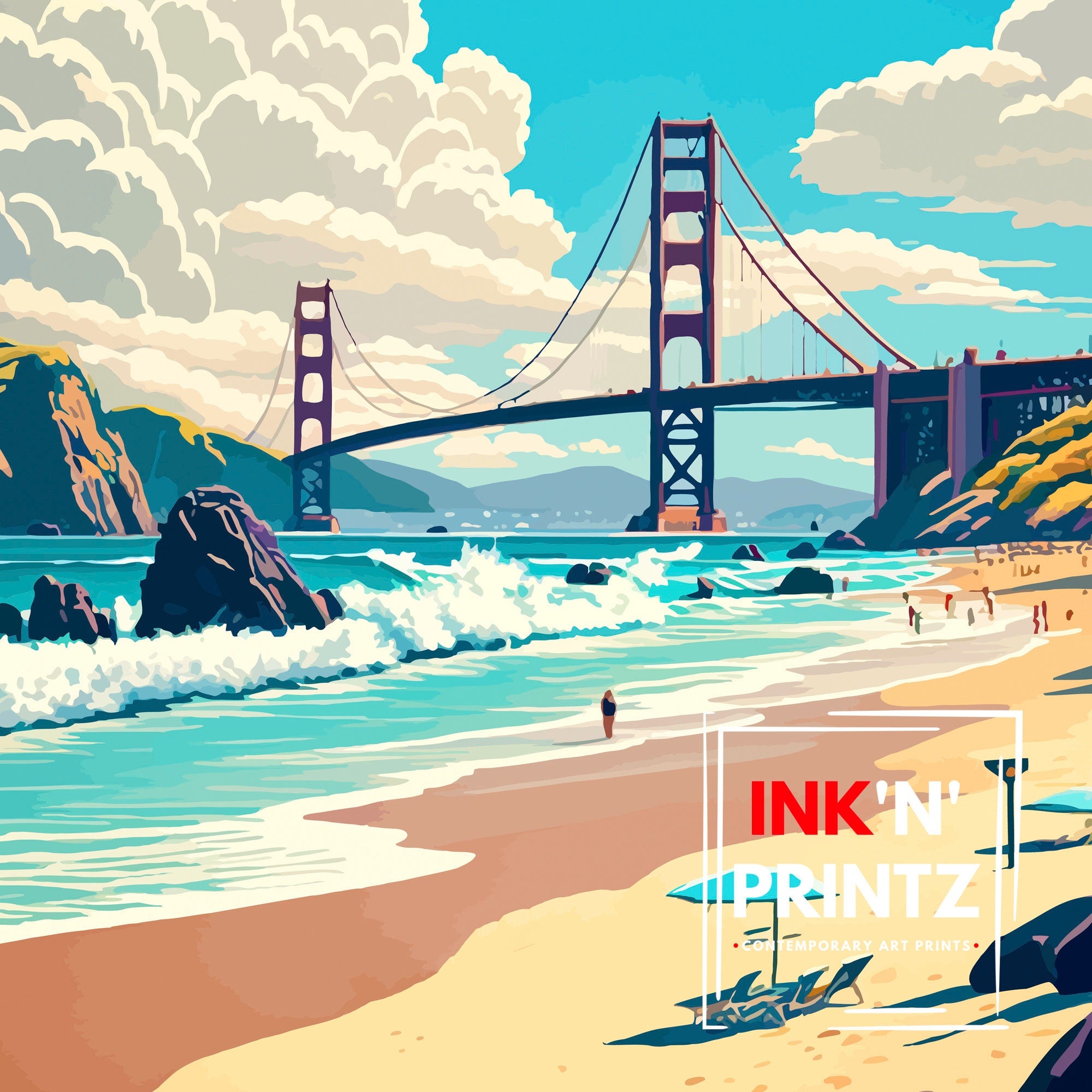 Baker Beach Art Print | Golden Gate Bridge, San Francisco Decor