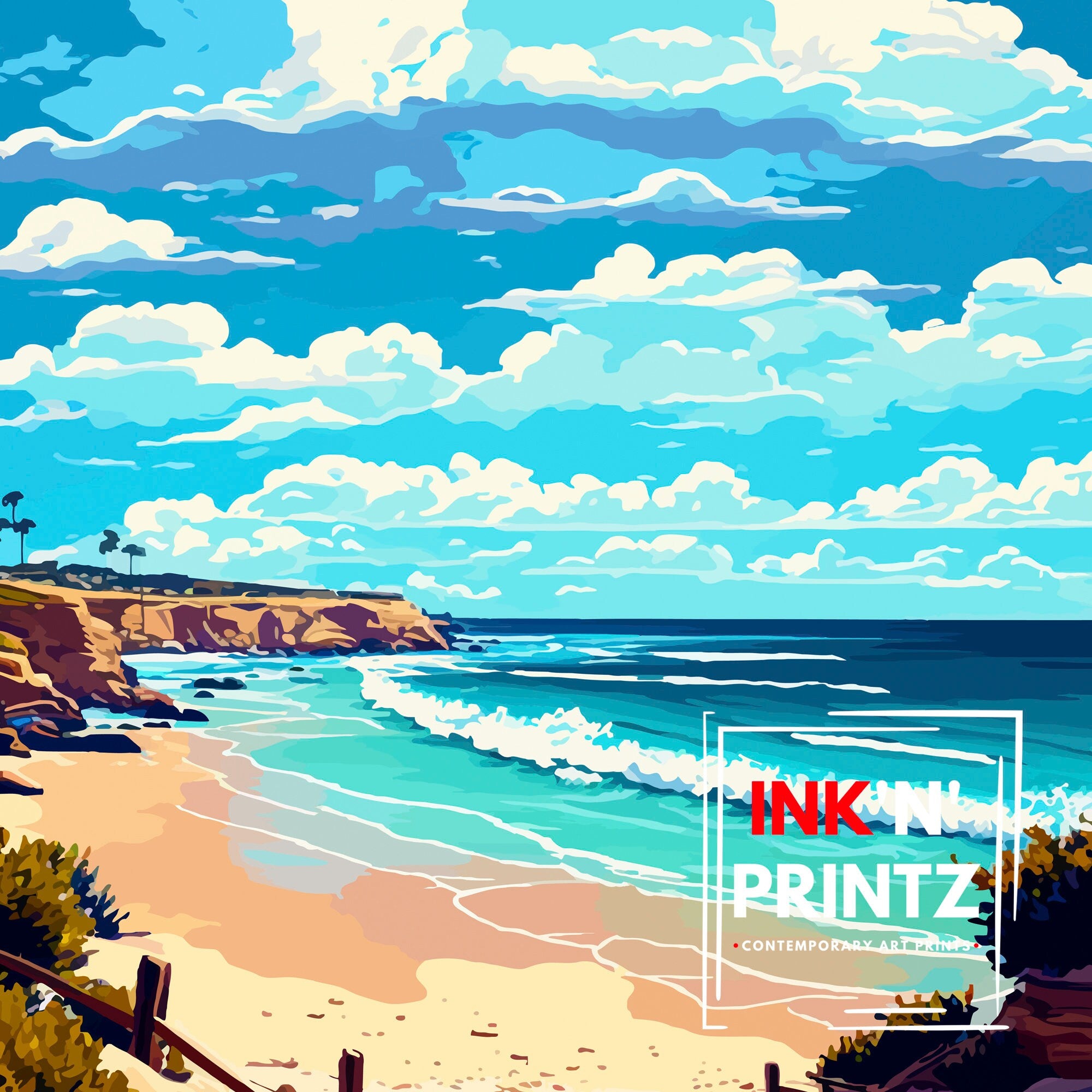 Crystal Cove California Beach Travel Poster | Coastal Wall Art