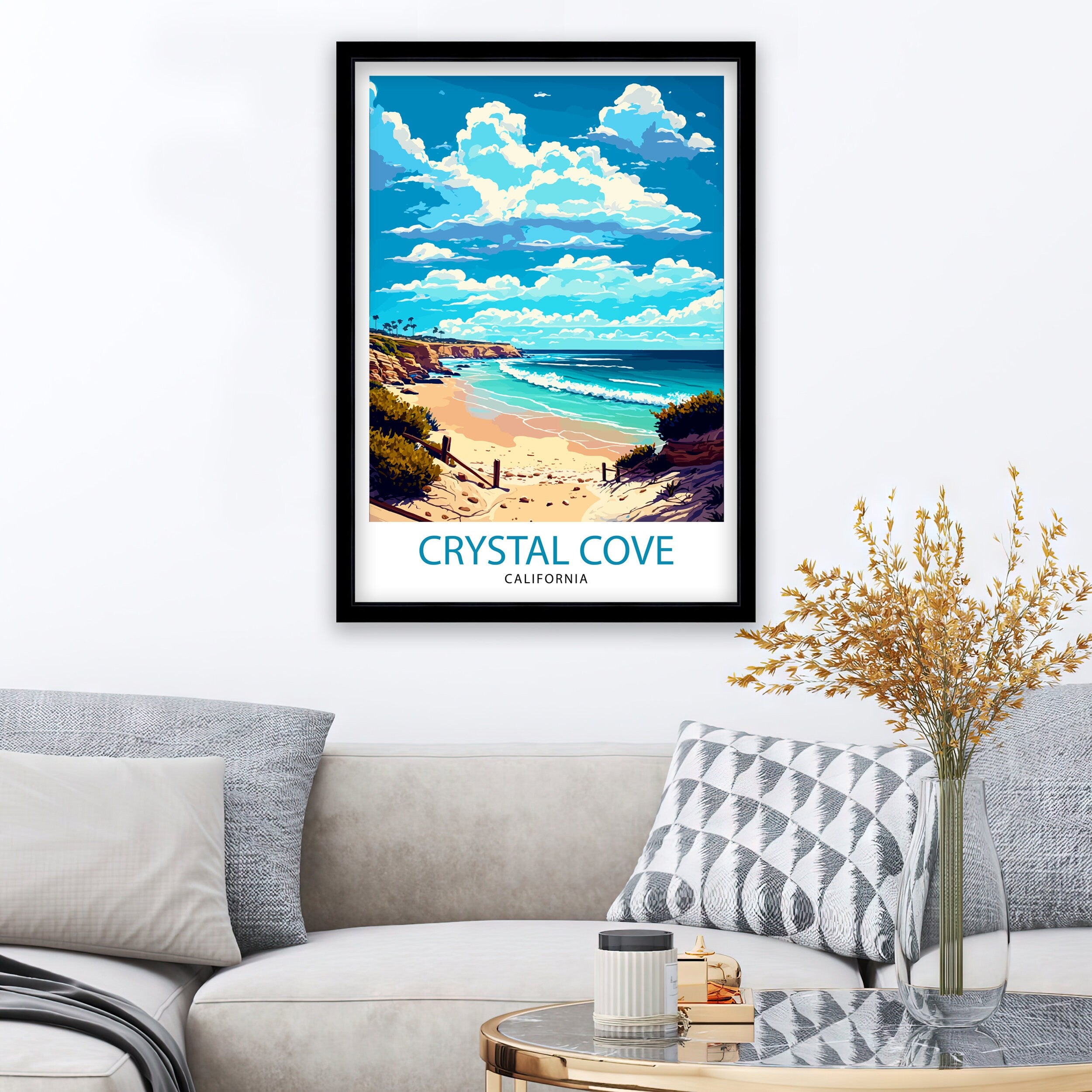 Crystal Cove California Beach Travel Poster | Coastal Wall Art