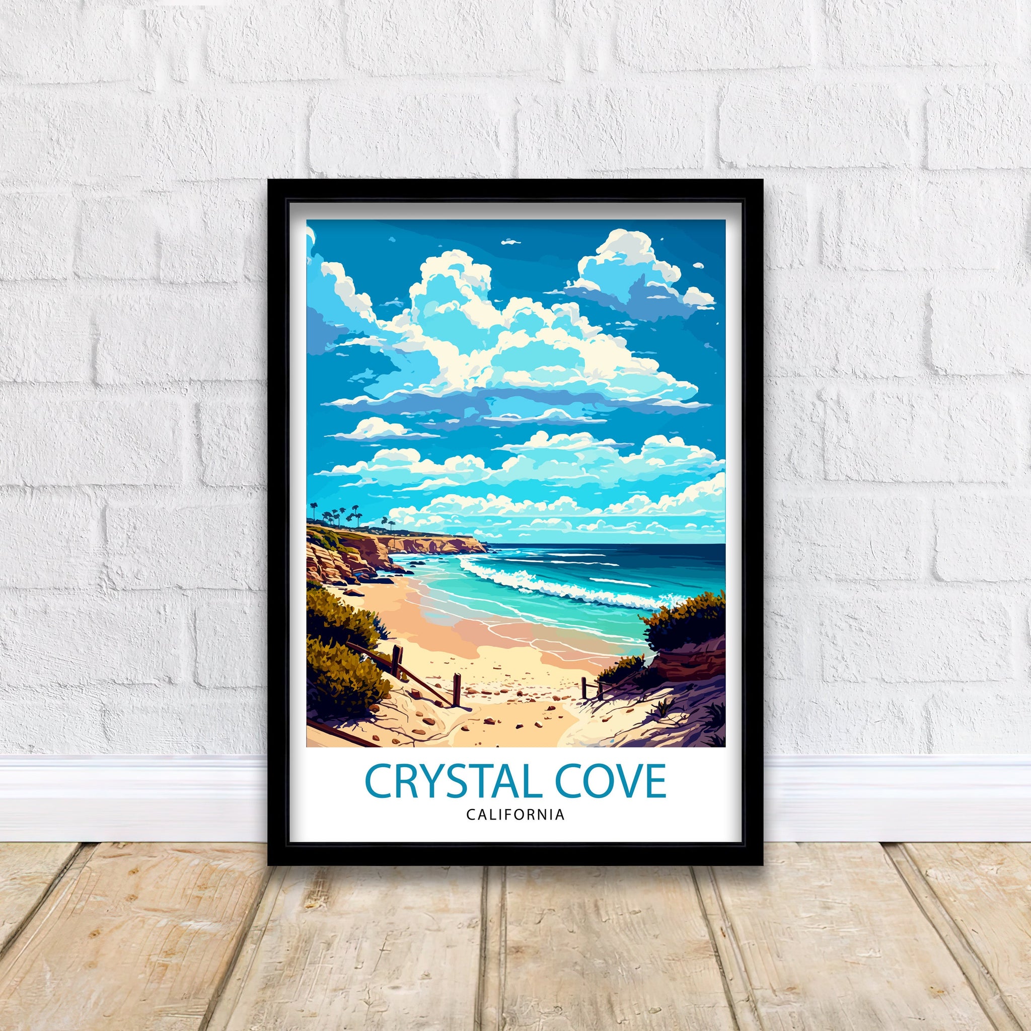 Crystal Cove California Beach Travel Poster | Coastal Wall Art