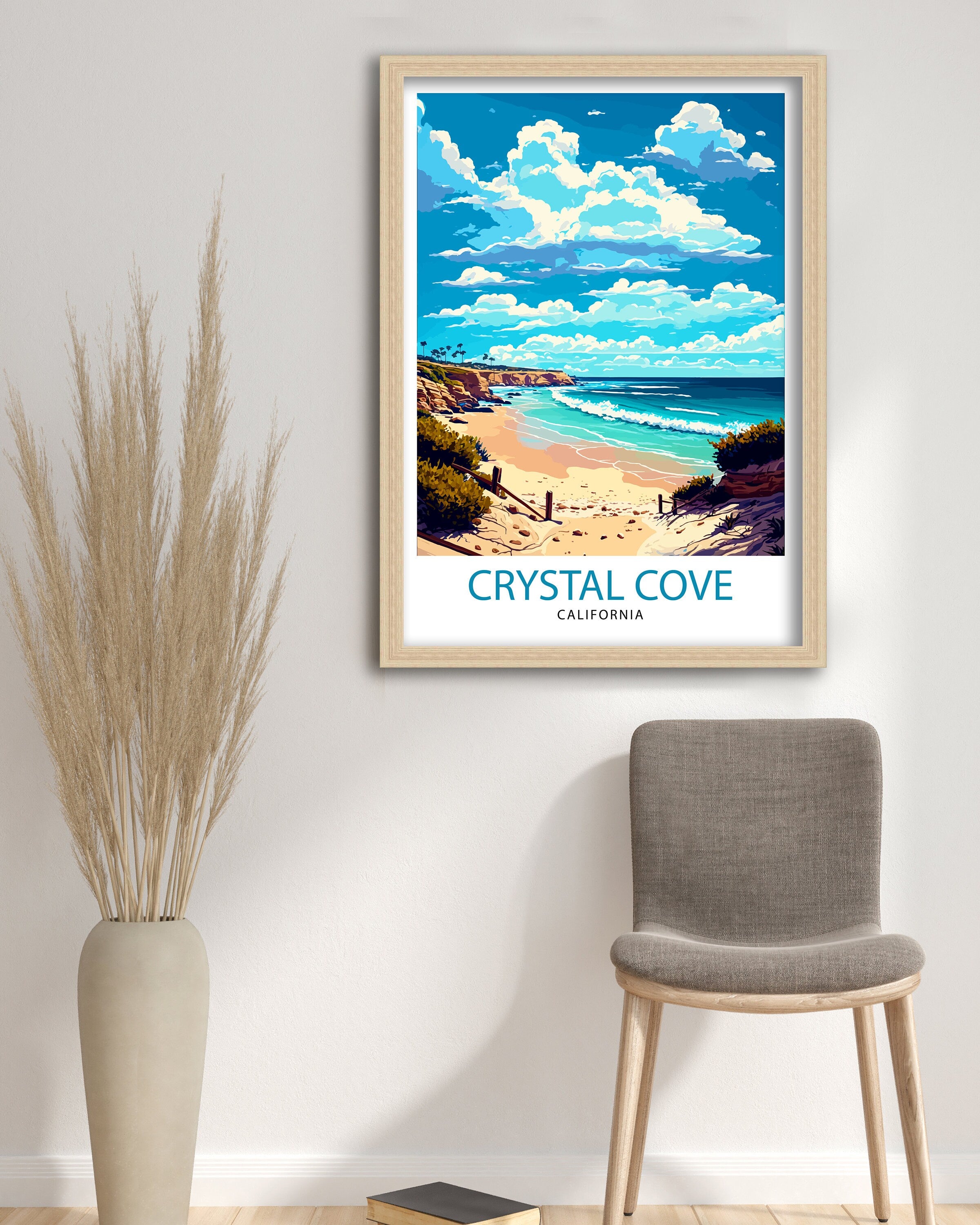 Crystal Cove California Beach Travel Poster | Coastal Wall Art
