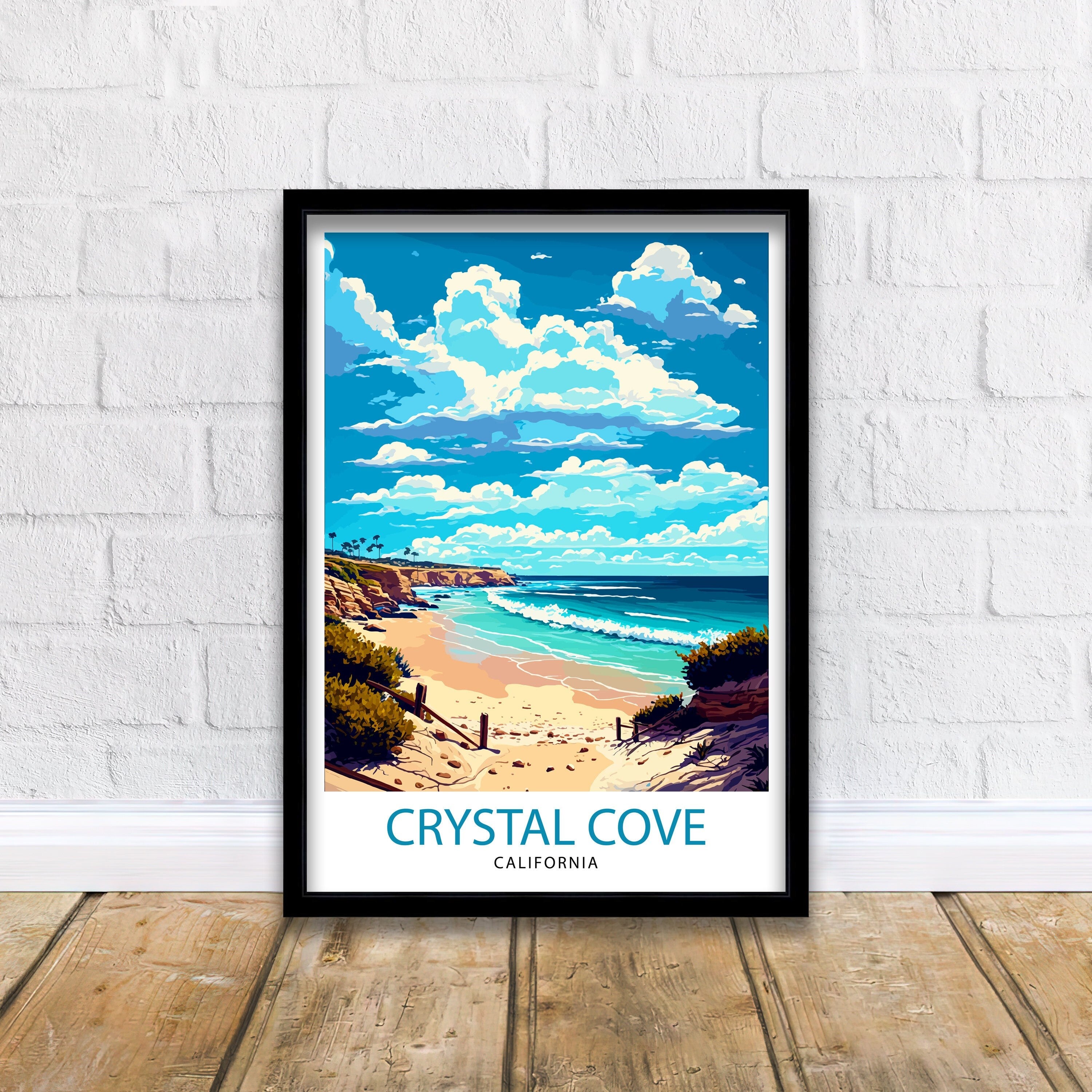 Crystal Cove California Beach Travel Poster | Coastal Wall Art