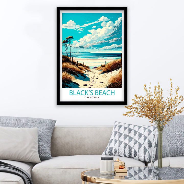 Black Beach California Travel Poster