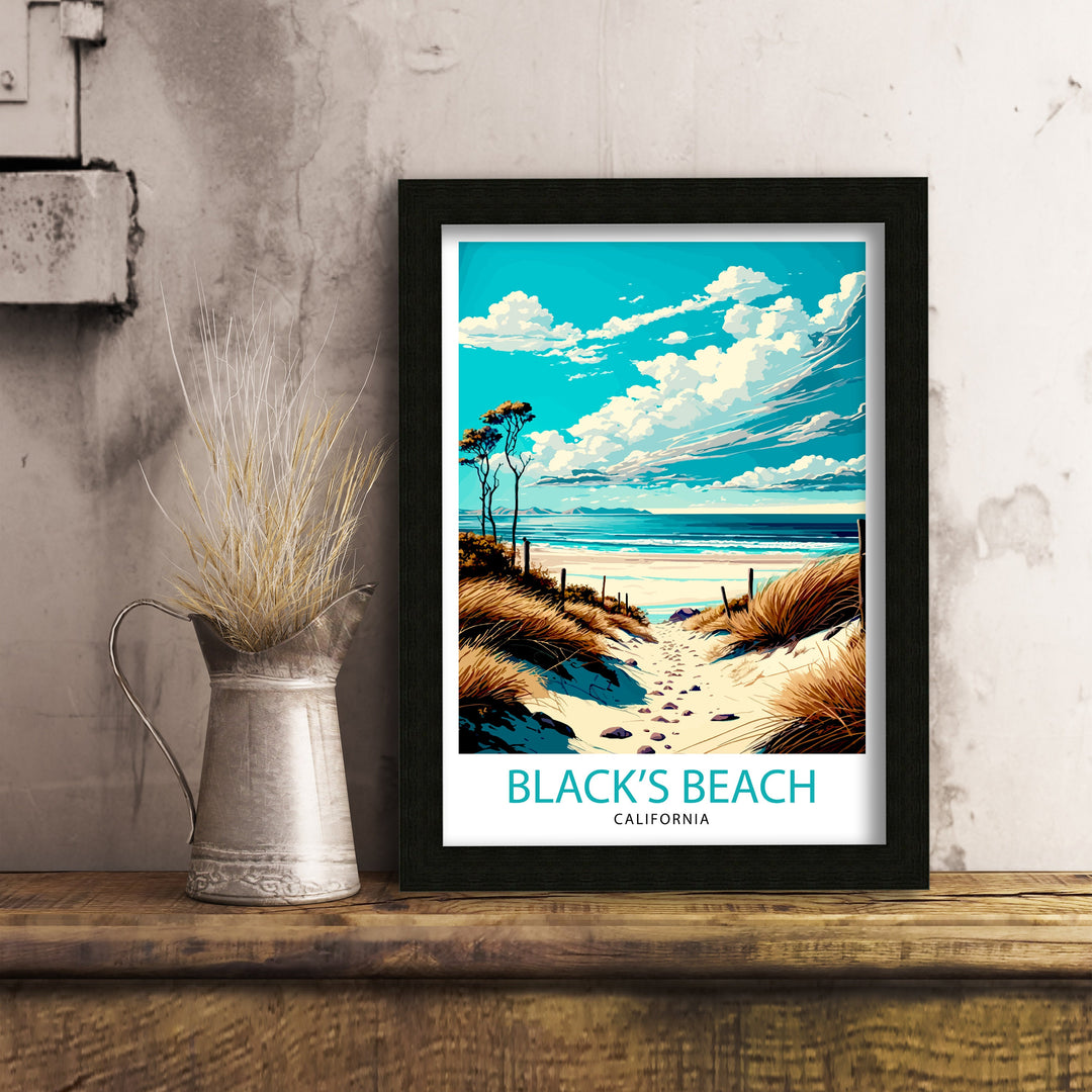 Black Beach California Travel Poster