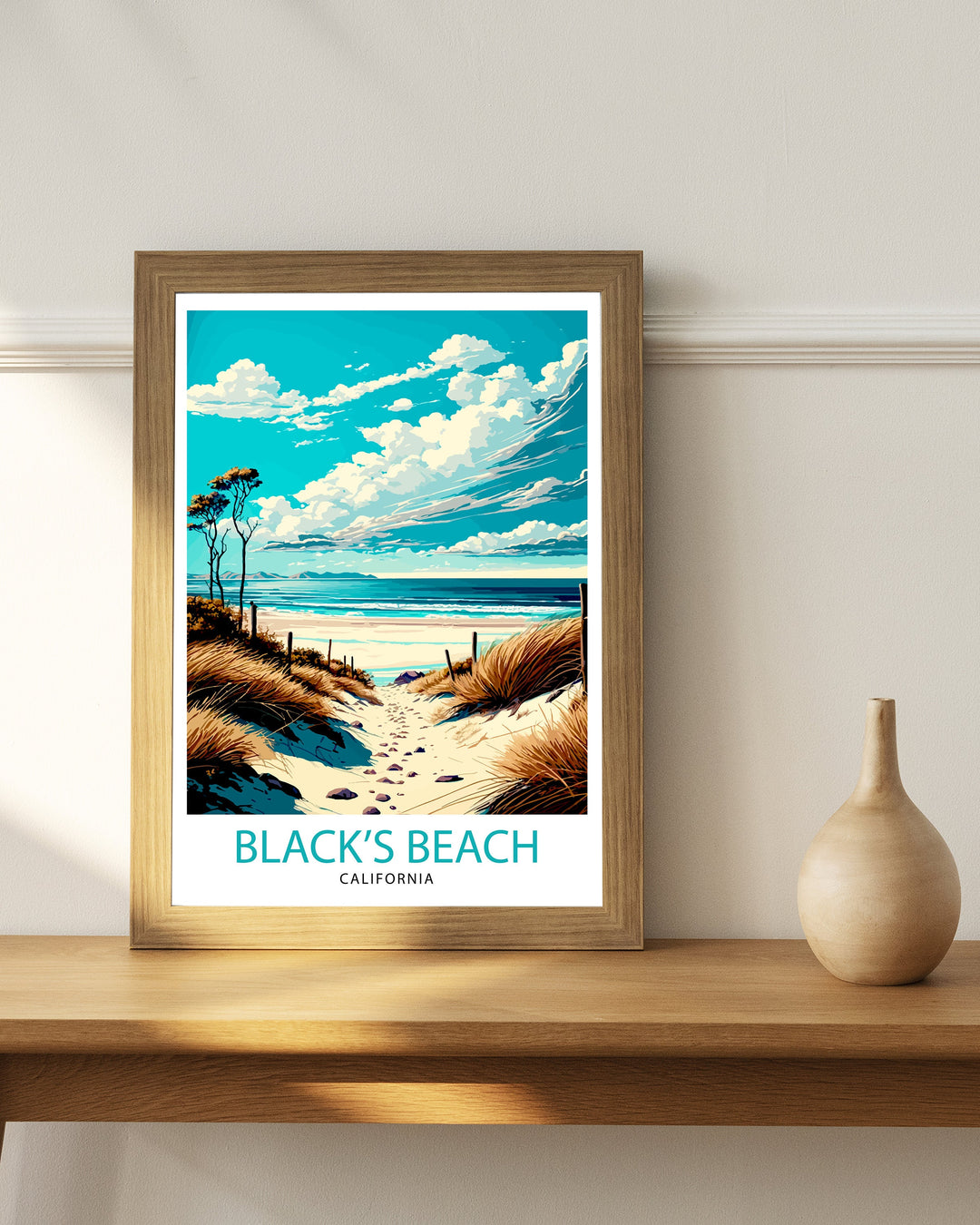 Black Beach California Travel Poster