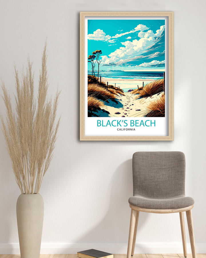 Black Beach California Travel Poster