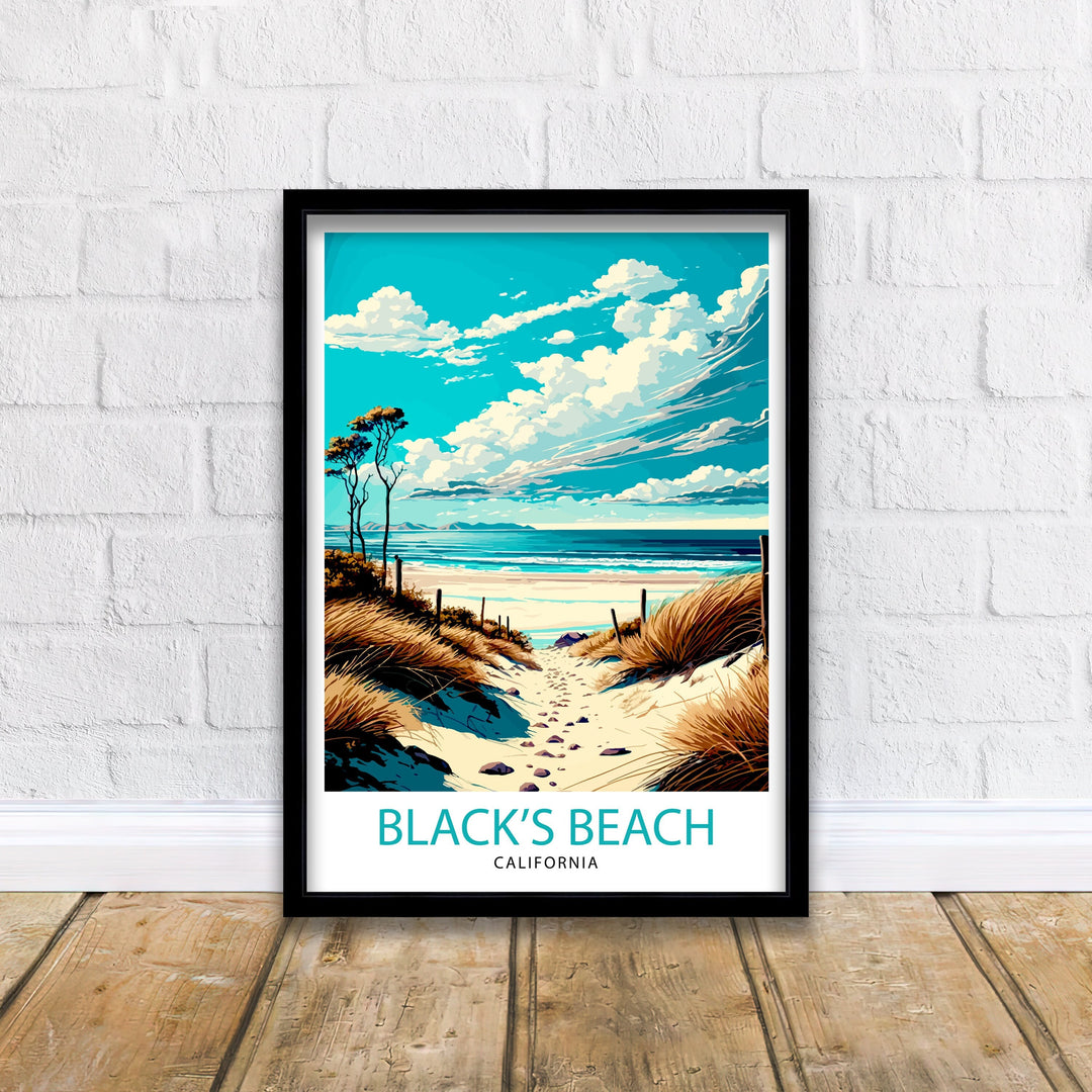 Black Beach California Travel Poster