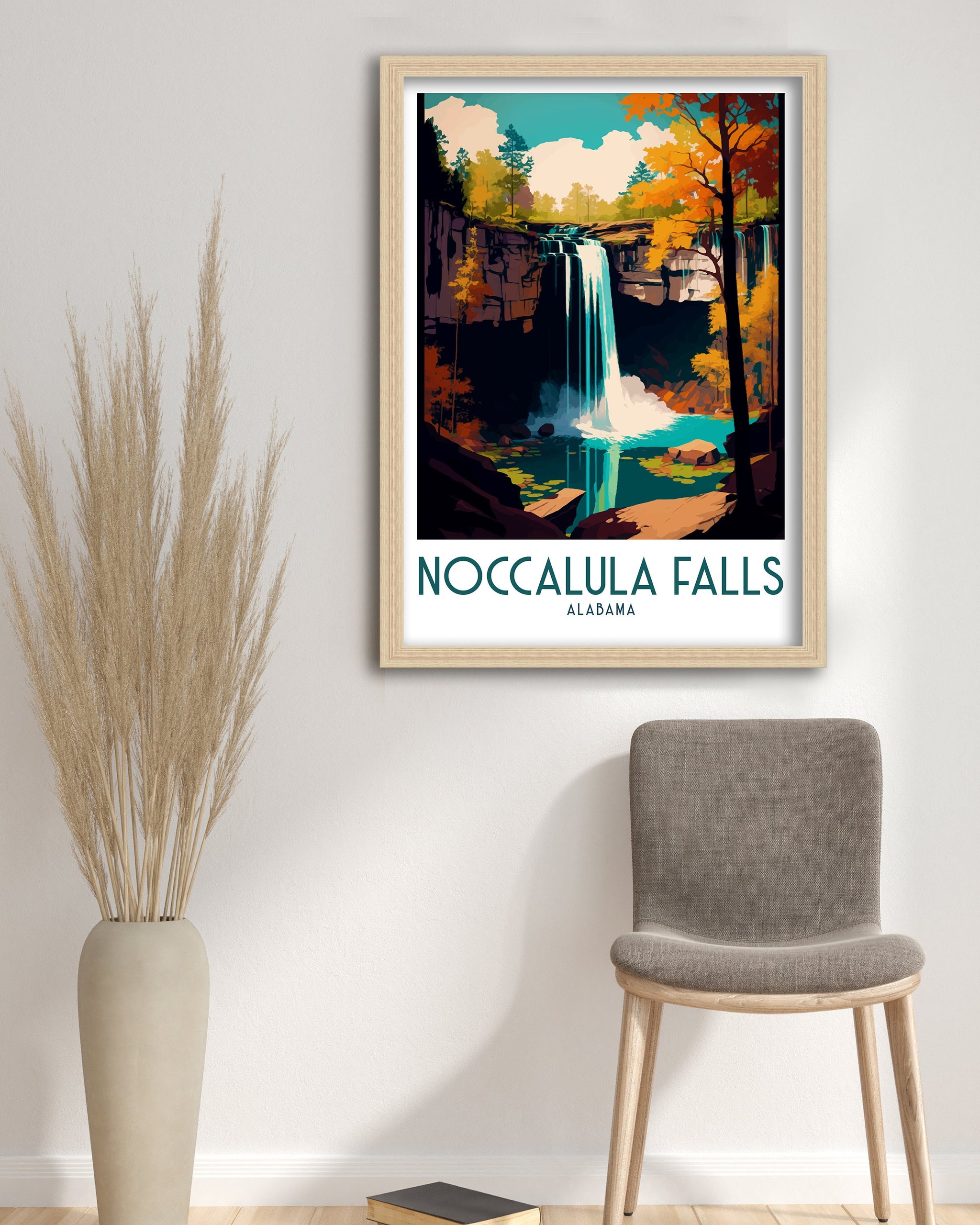 Noccalula Falls Travel Print Alabama Wall Art Noccalula Falls Home Decor Noccalula Falls Illustration Travel Poster Gift For Noccalula Falls