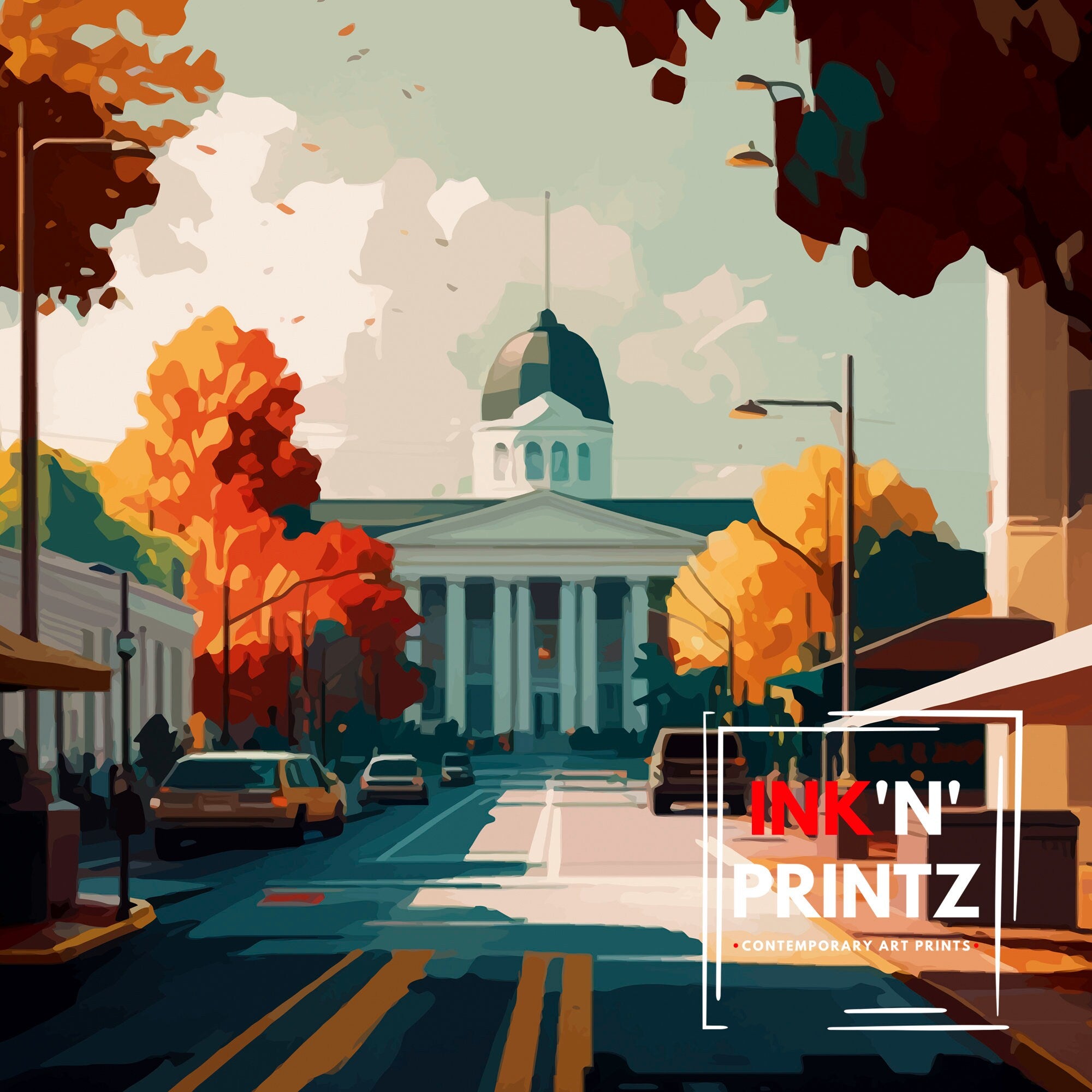 Montgomery Alabama Cityscape Print | Southern Travel Poster