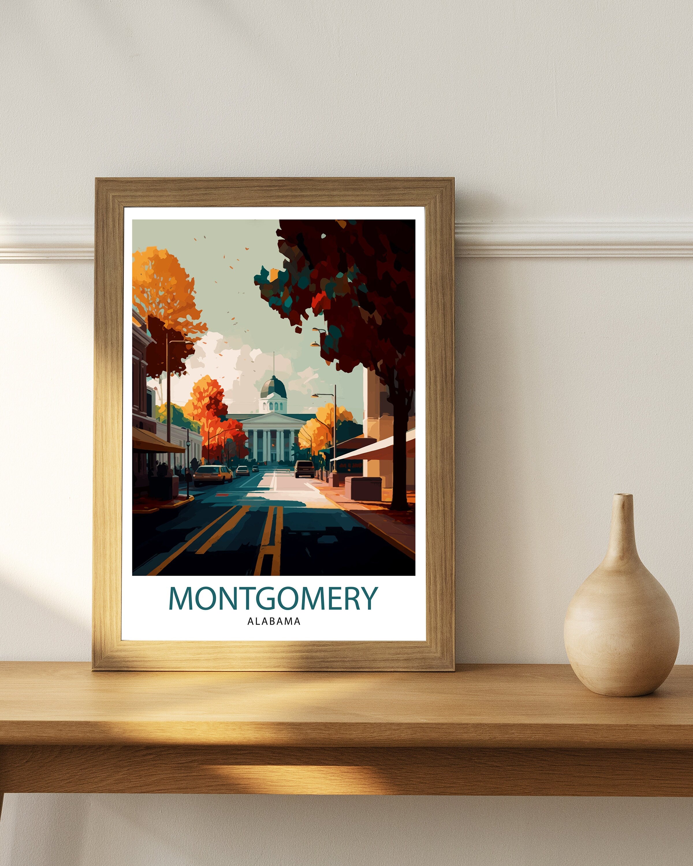 Montgomery Alabama Cityscape Print | Southern Travel Poster