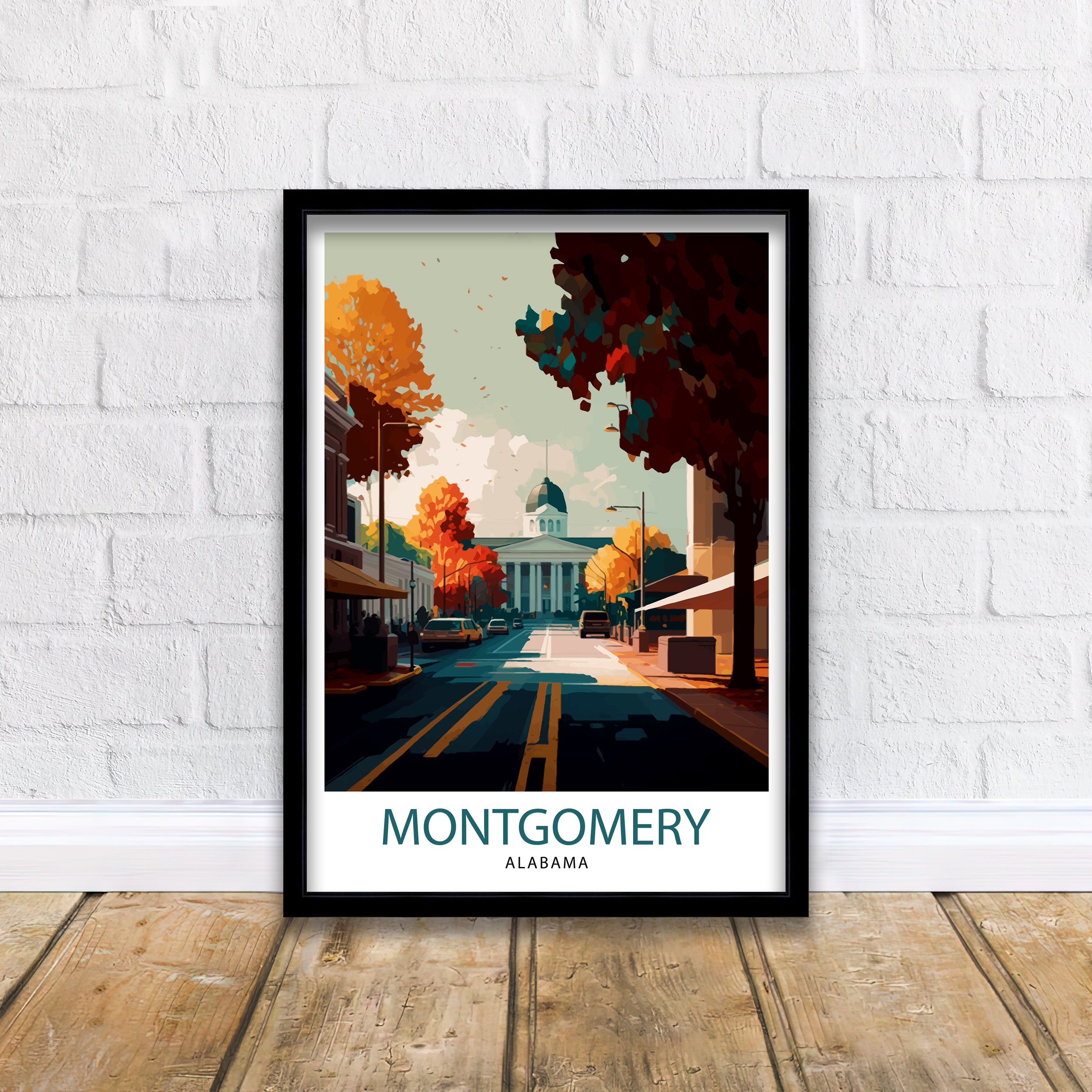 Montgomery Alabama Cityscape Print | Southern Travel Poster