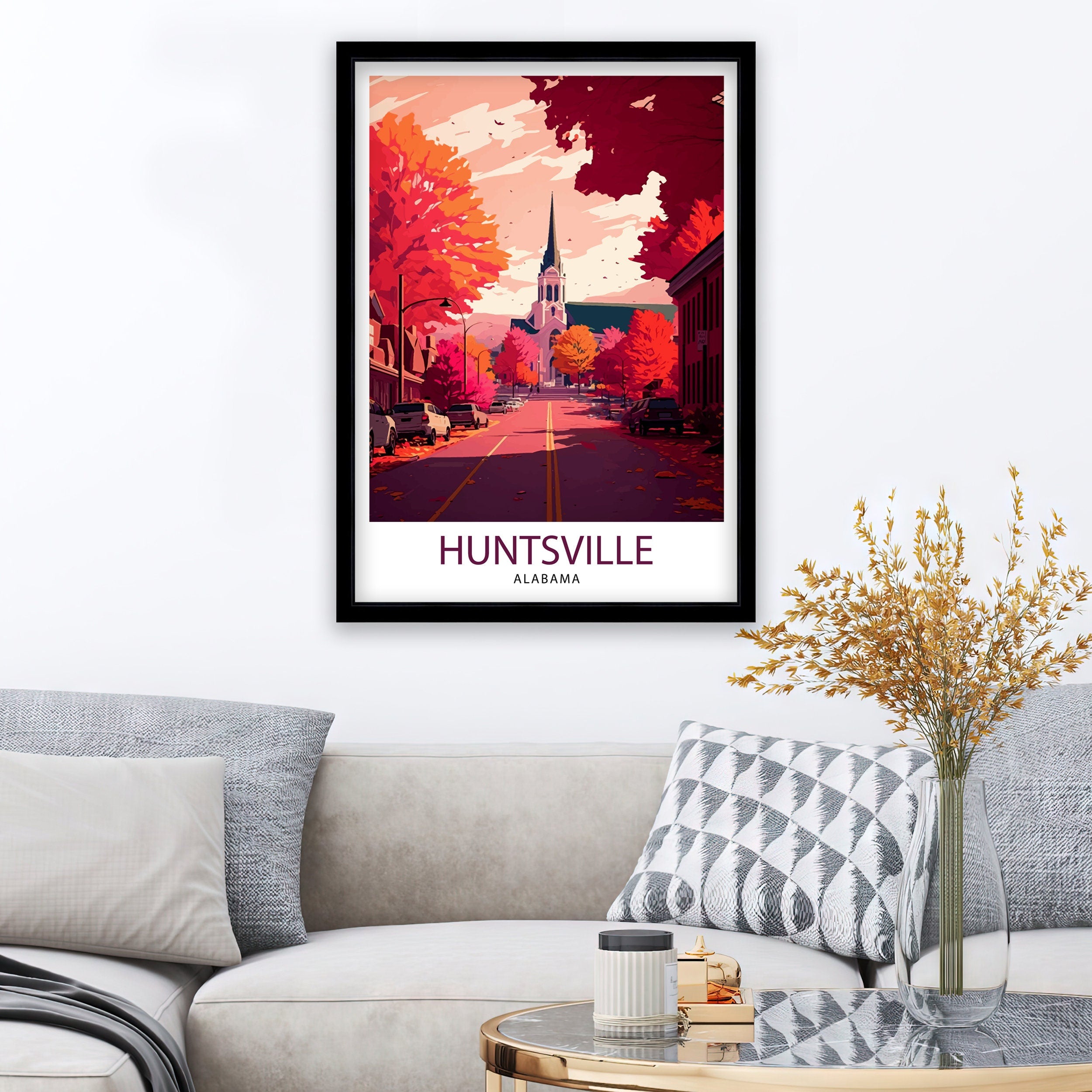 Huntsville Alabama Travel Print| Huntsville Wall Art Huntsville Home Decor Huntsville Illustration Huntsville Souvenir Huntsville Poster