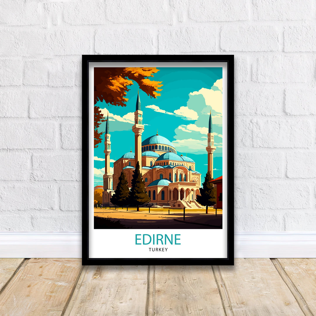 Edirne Turkey Travel Poster Edirne Wall Art Edirne Home Decor Edirne Illustration Turkey Travel Poster Edirne Gift Turkey Home Decor