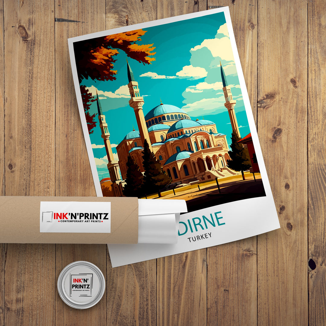 Edirne Turkey Travel Poster Edirne Wall Art Edirne Home Decor Edirne Illustration Turkey Travel Poster Edirne Gift Turkey Home Decor