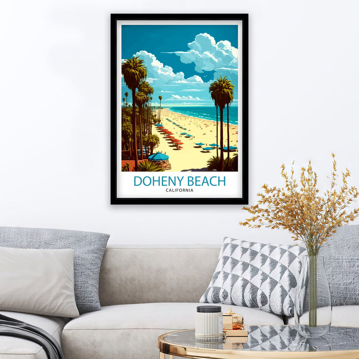 Doheny Beach California Travel Poster, Doheny Beach