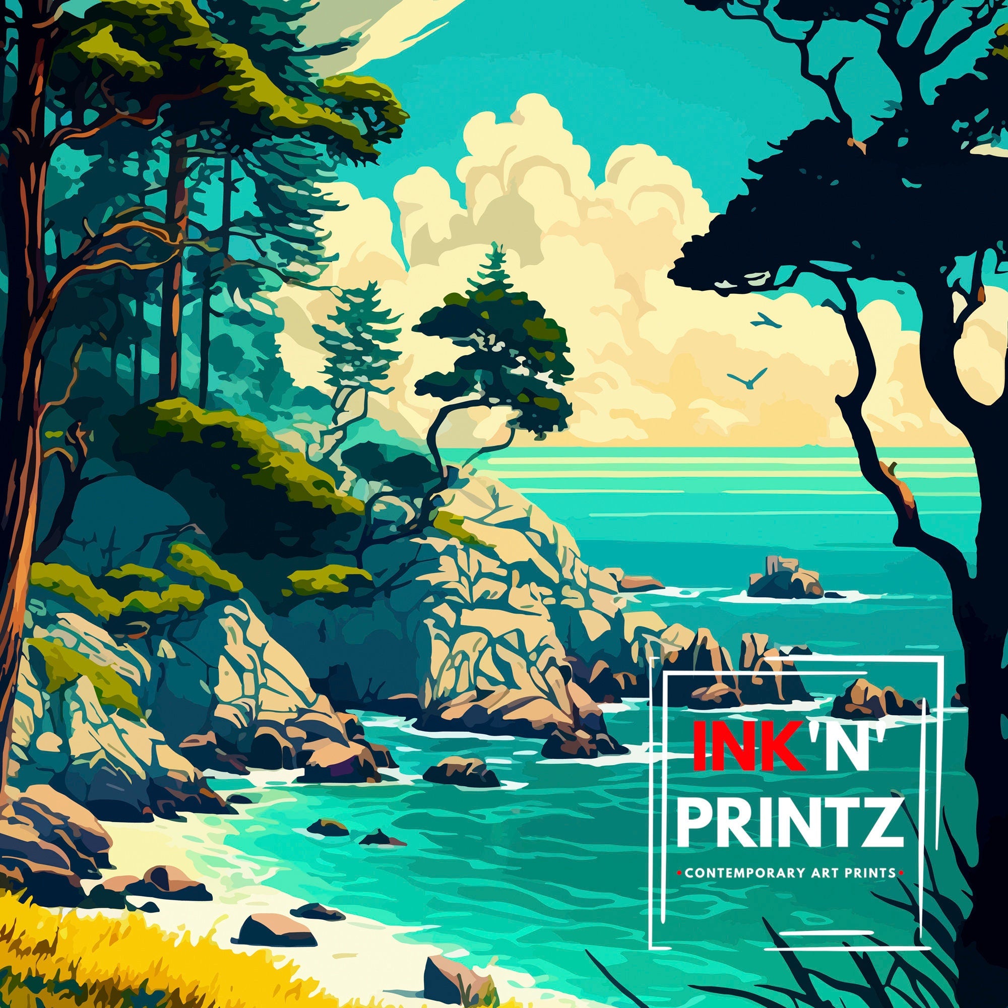Fitzgerald California Travel Print | Coastal Landscape Art
