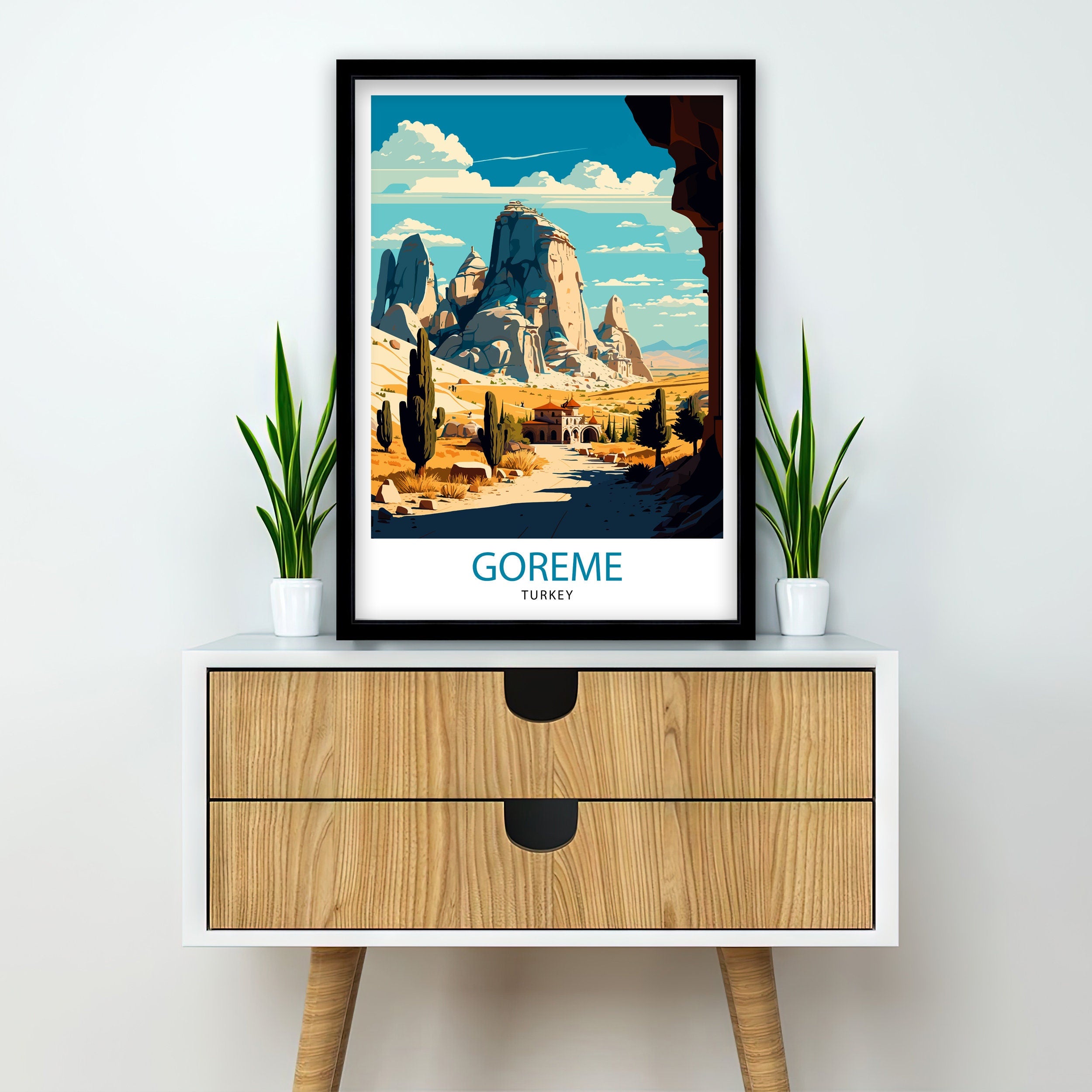 Goreme Turkey Travel Print, Cappadocia Art Poster