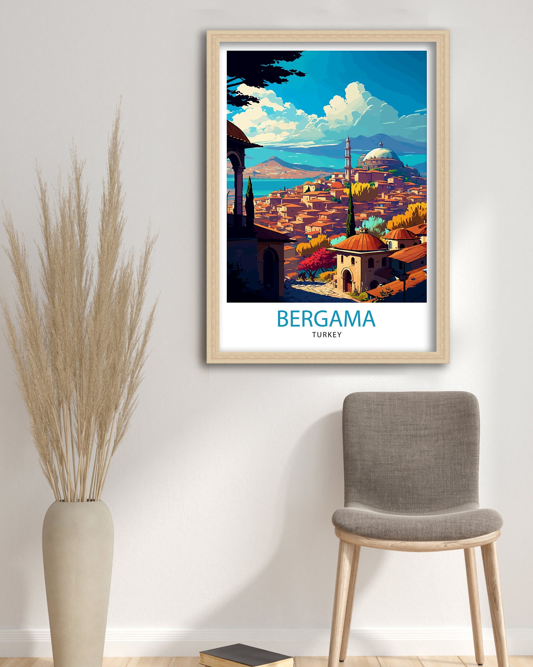 Bergama Turkey Illustration Print – Travel Poster, Home Decor