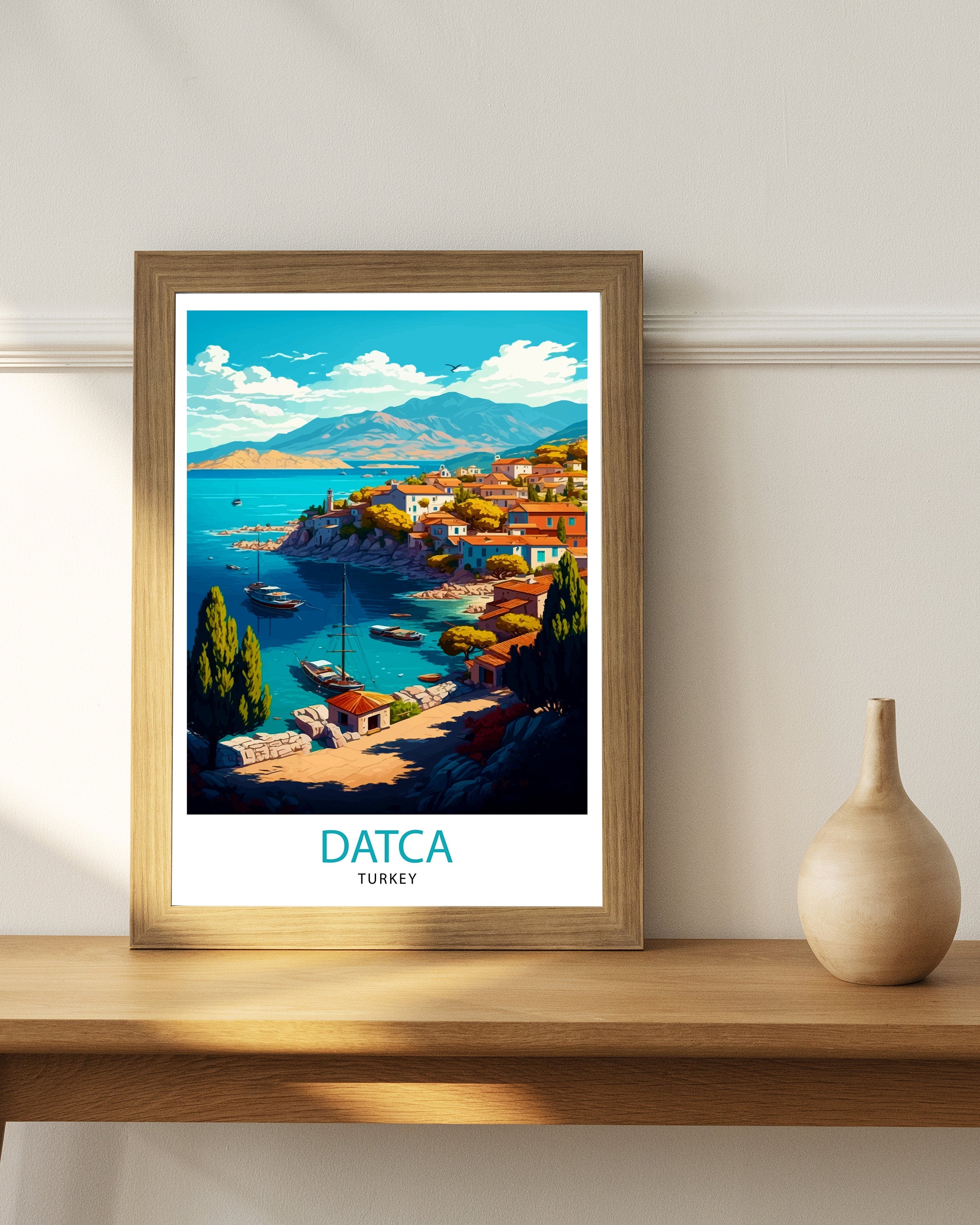 Datca Turkey Travel Print Datca Wall Decor Datca Home Living Decor Datca Illustration Travel Poster Gift For Datca Turkey Datca Home Decor
