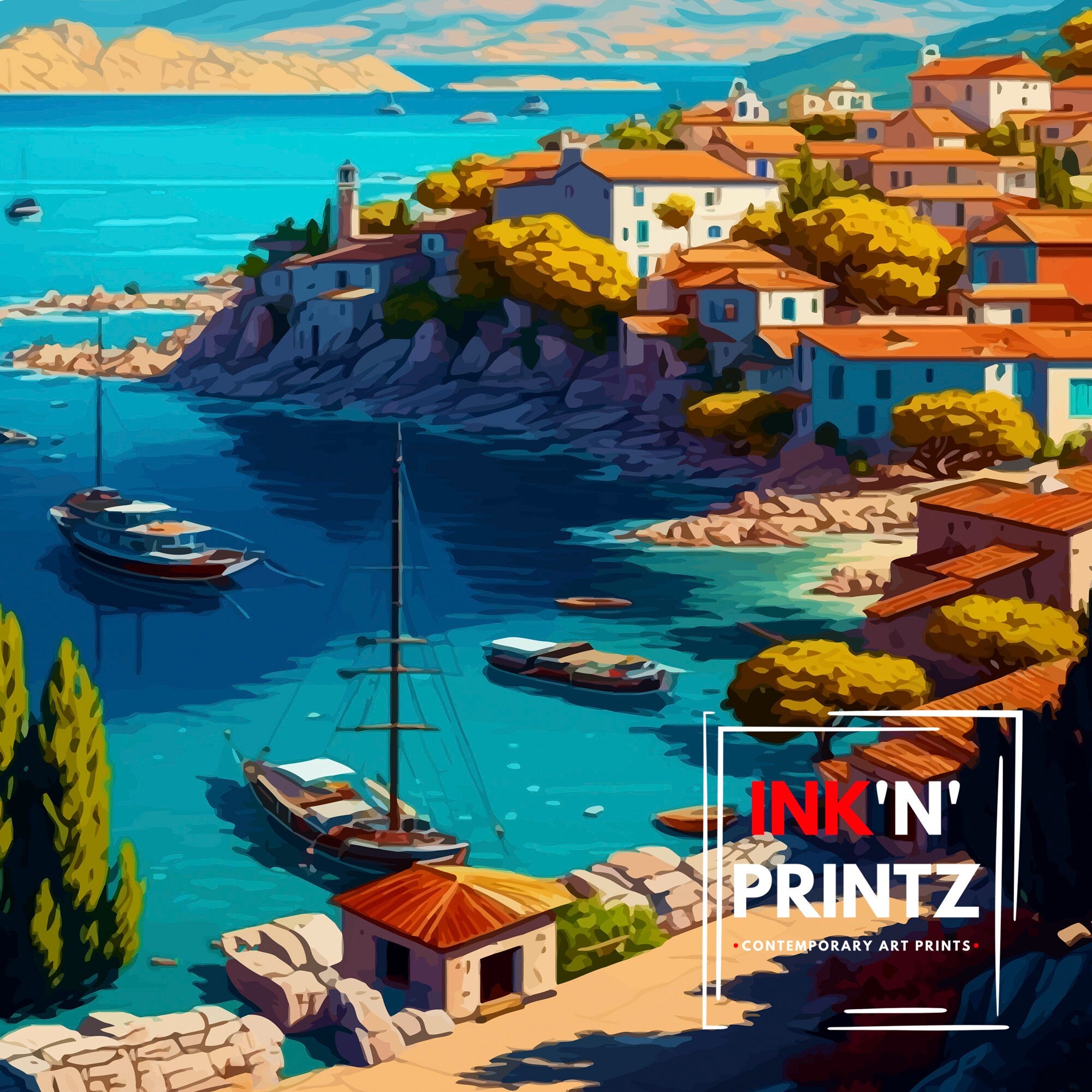 Datca Turkey Travel Print Datca Wall Decor Datca Home Living Decor Datca Illustration Travel Poster Gift For Datca Turkey Datca Home Decor