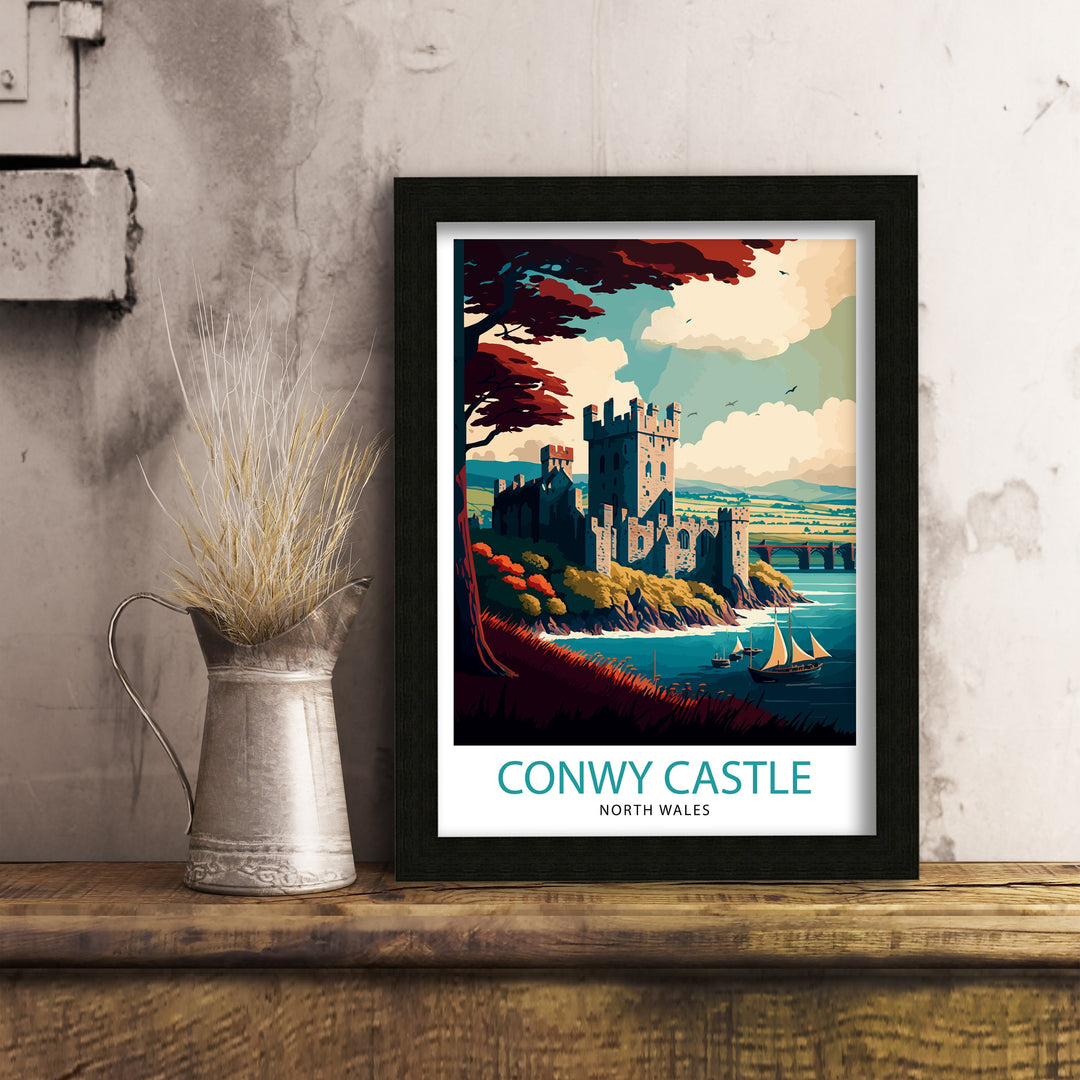 Conwy Castle Travel Poster Wales