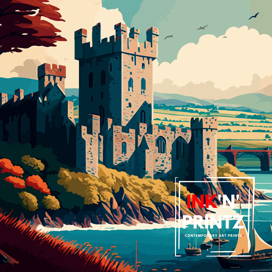 Conwy Castle Travel Poster Wales