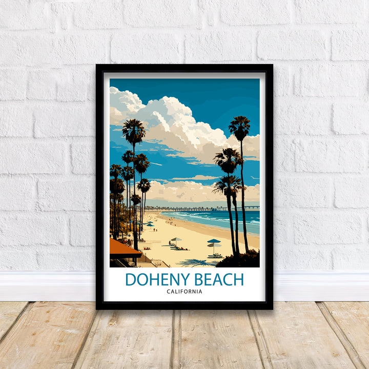 Doheny Beach California Travel Print| Doheny Beach Wall Art Doheny Beach Home Decor Doheny Beach Illustration Travel Poster Gift for Doheny