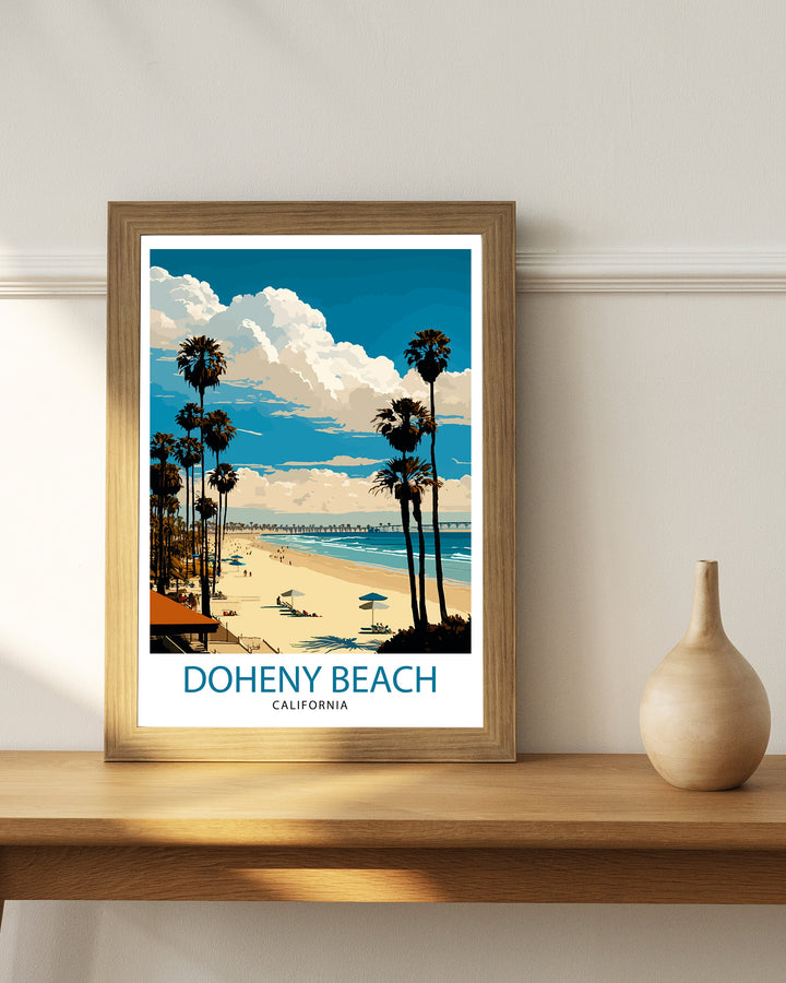 Doheny Beach California Travel Print| Doheny Beach Wall Art Doheny Beach Home Decor Doheny Beach Illustration Travel Poster Gift for Doheny