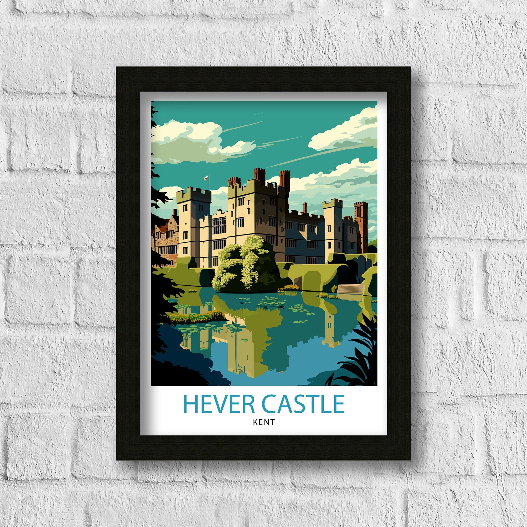 Hever Castle Art Print, Colorful Travel Poster